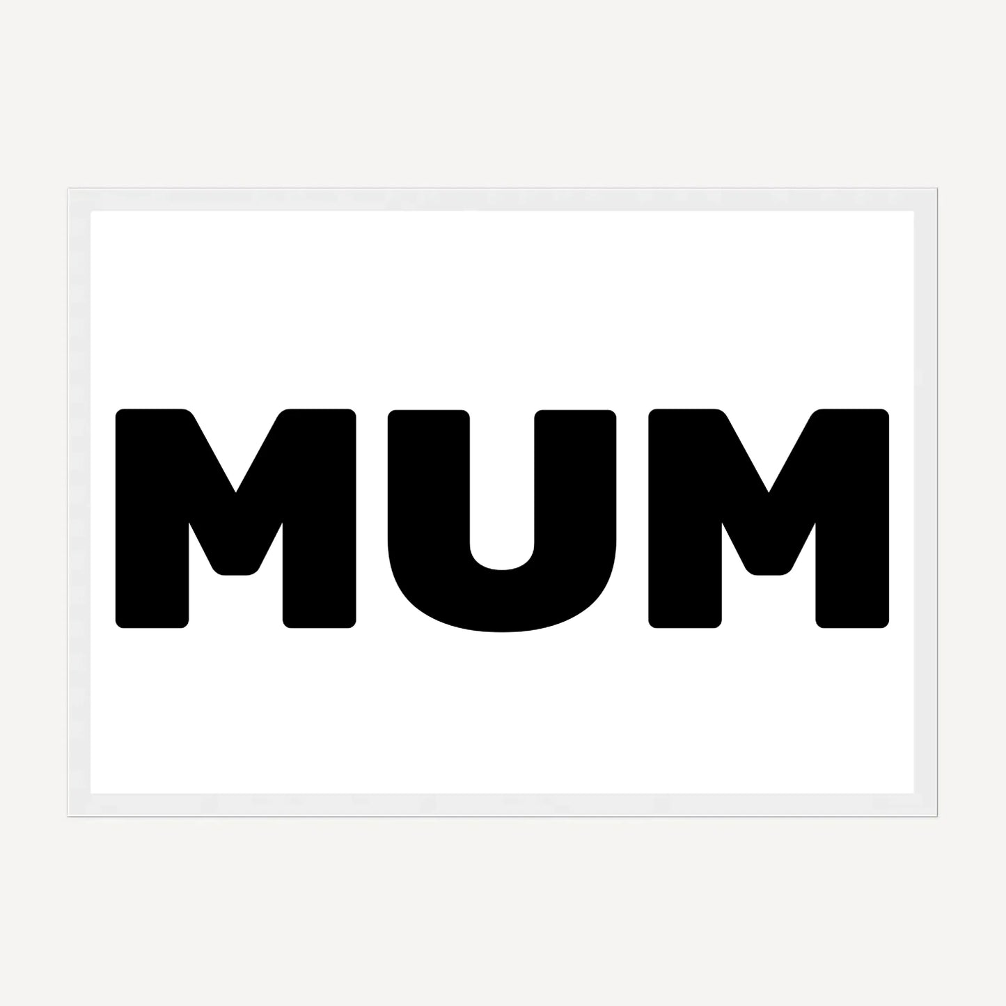 Personalised Mum or Mam photo framed print with three image uploads arranged in the shape of 'MUM' or 'MAM'. White wooden frame.