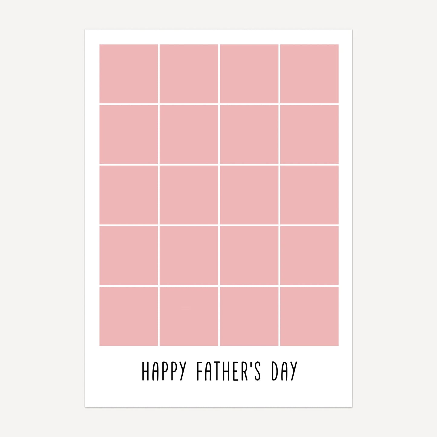 Personalised Happy Father's Day poster featuring a 20-photo collage. Customisable with uploaded photos.