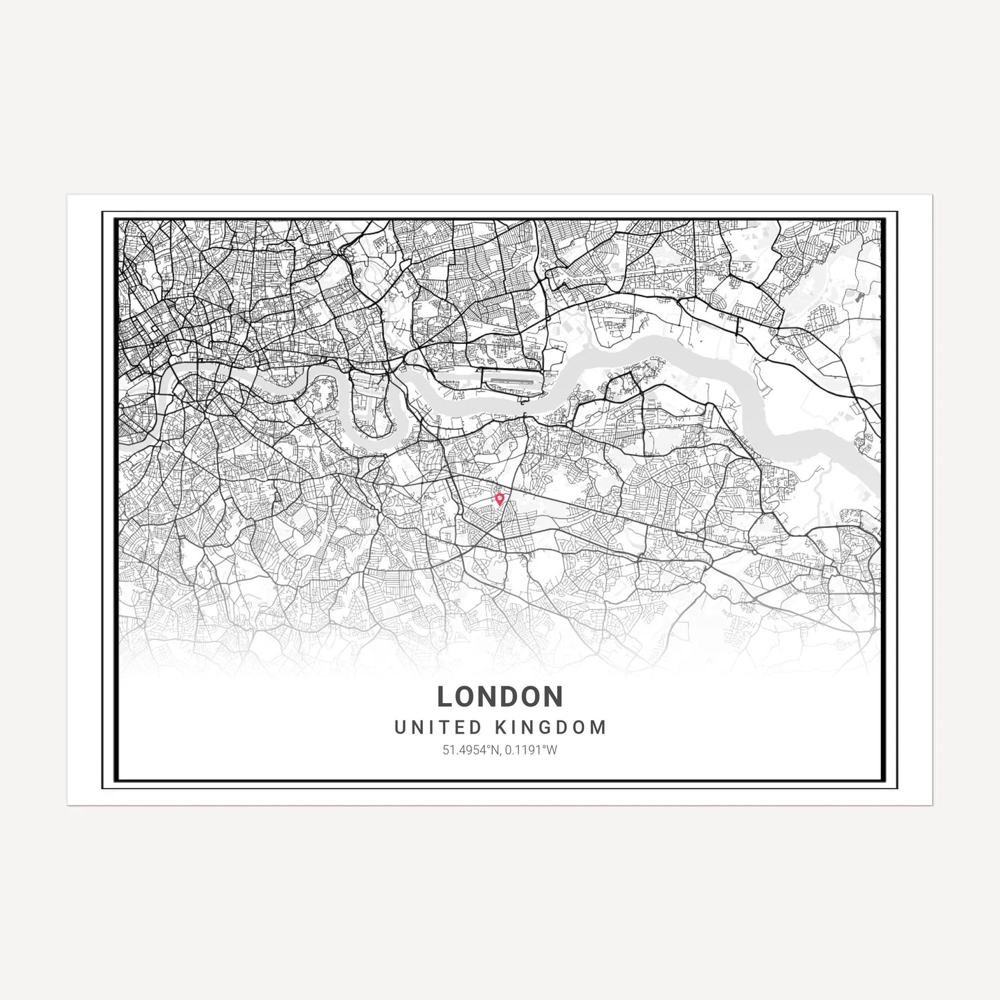 Customisable city map digital download showing a selected location with a chosen map style. Instant download file.