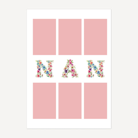 Floral Nan, Gran 6 Photo Collage Print