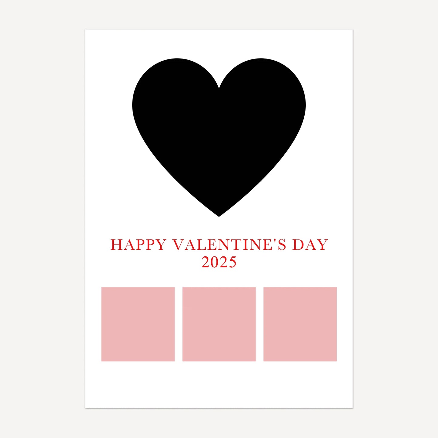 Happy Valentine’s Day digital download with a heart-shaped main photo, three smaller photos below, and a custom year (e.g. 2024). Digital download file.