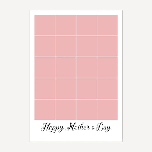 Personalised Happy Mother's Day digital print featuring a 20-photo collage. Customisable with uploaded photos. Instant download file.