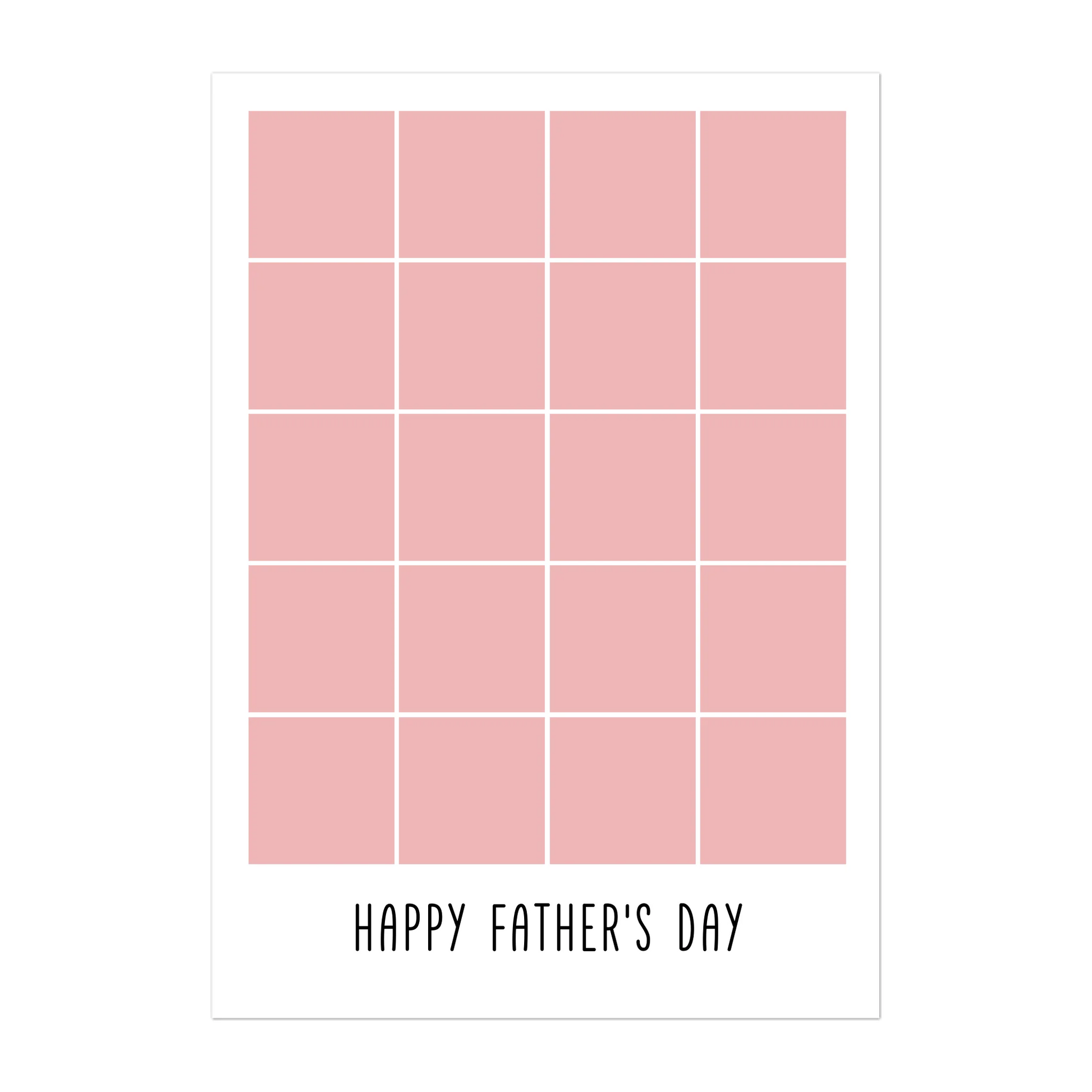 Personalised Happy Father's Day poster featuring a 20-photo collage. Customisable with uploaded photos.