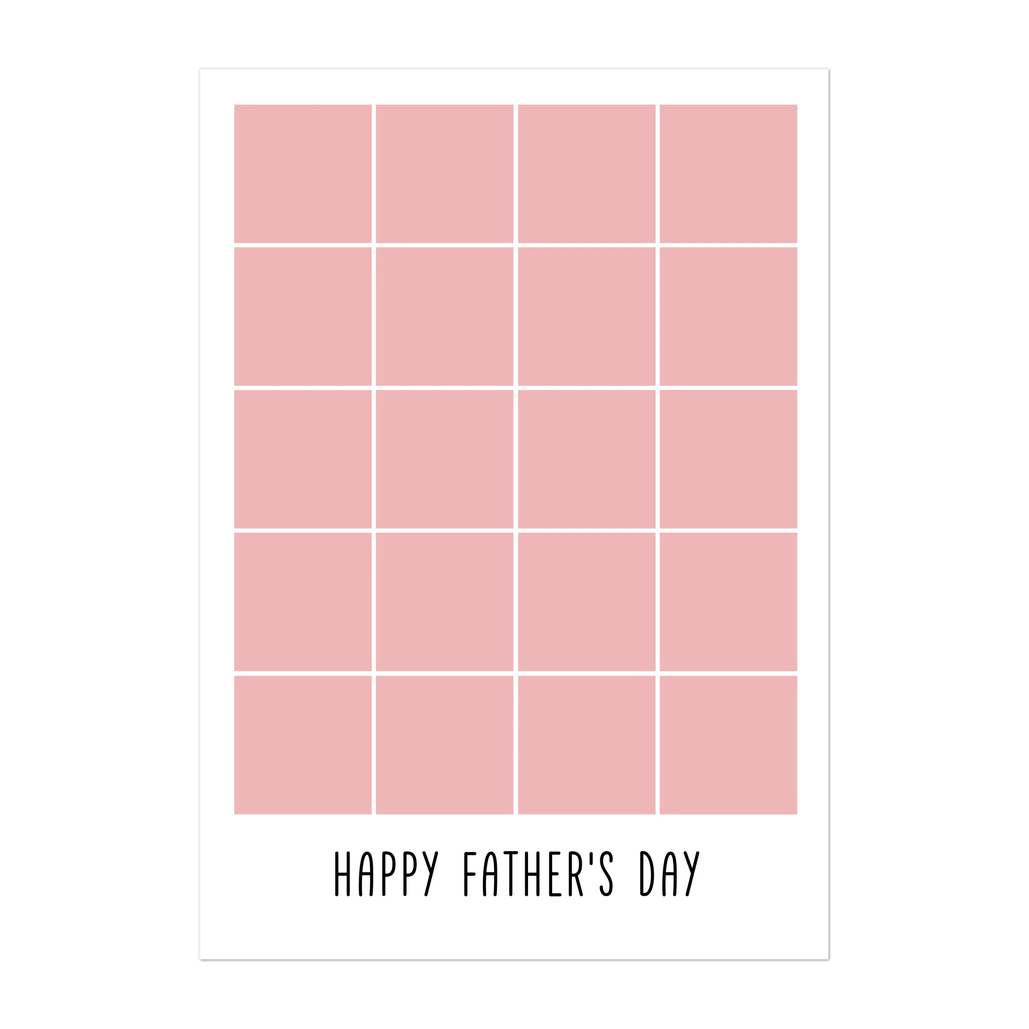 Personalised Happy Father's Day poster featuring a 20-photo collage. Customisable with uploaded photos.