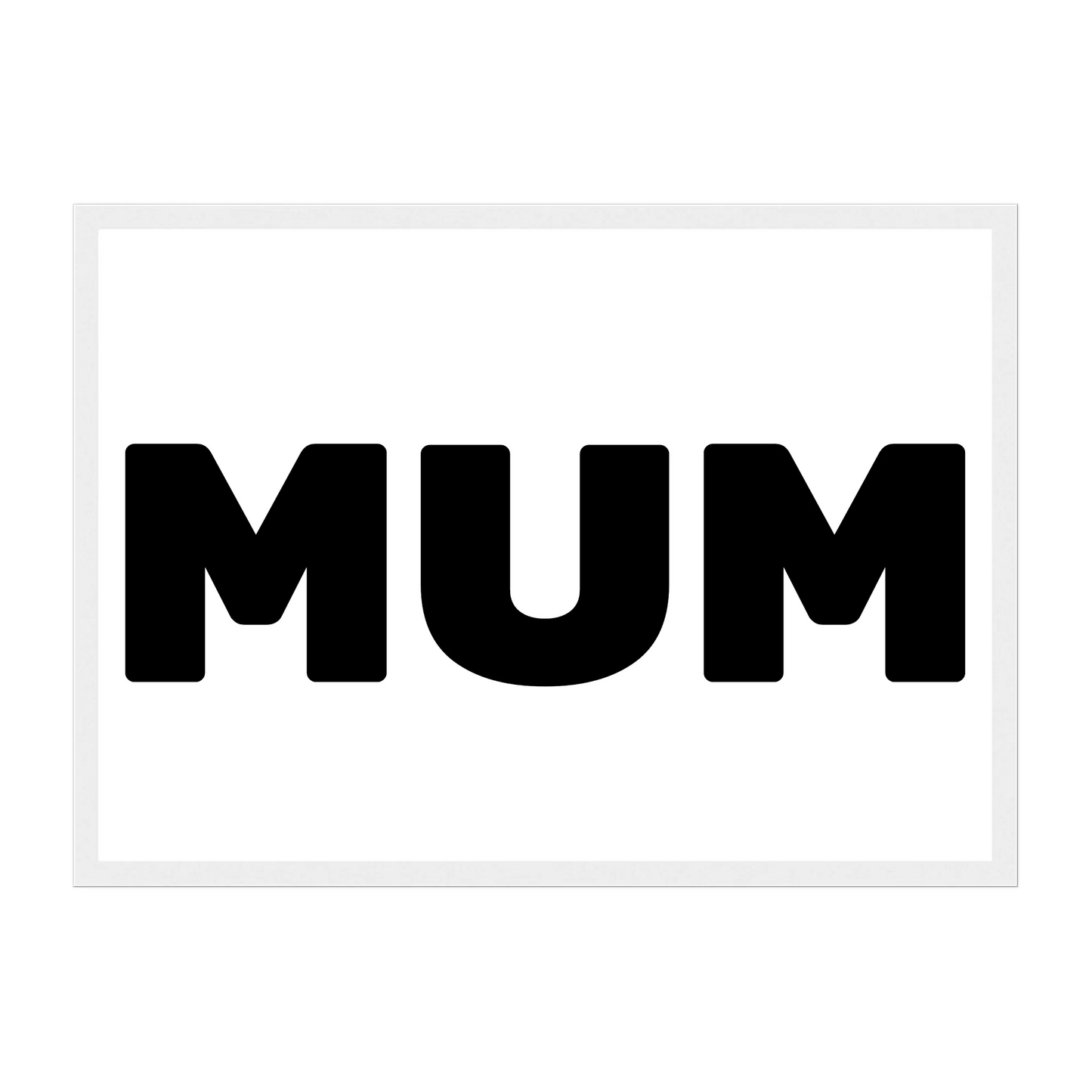 Personalised Mum or Mam photo framed print with three image uploads arranged in the shape of 'MUM' or 'MAM'. White wooden frame.