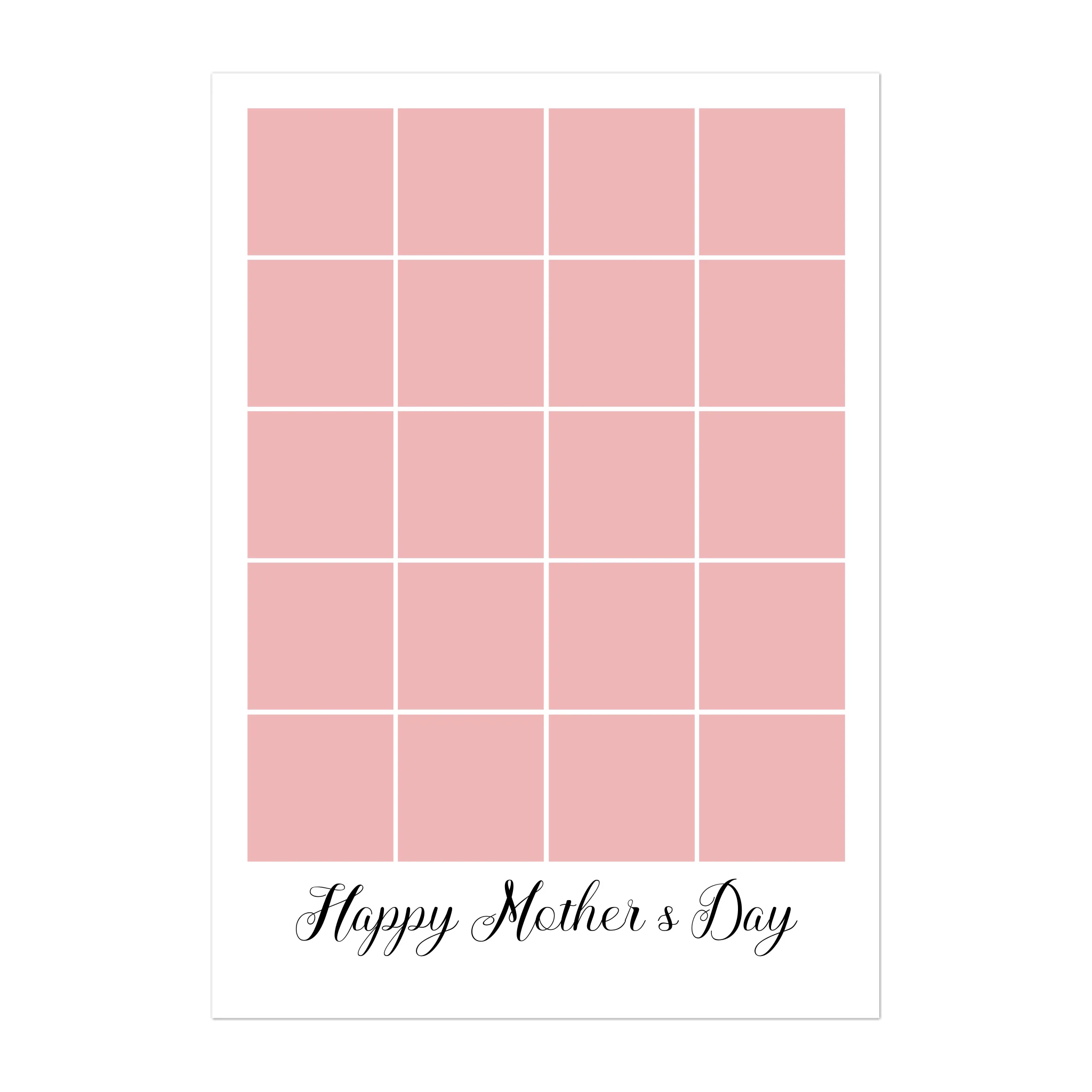 Personalised Happy Mother's Day digital print featuring a 20-photo collage. Customisable with uploaded photos. Instant download file.