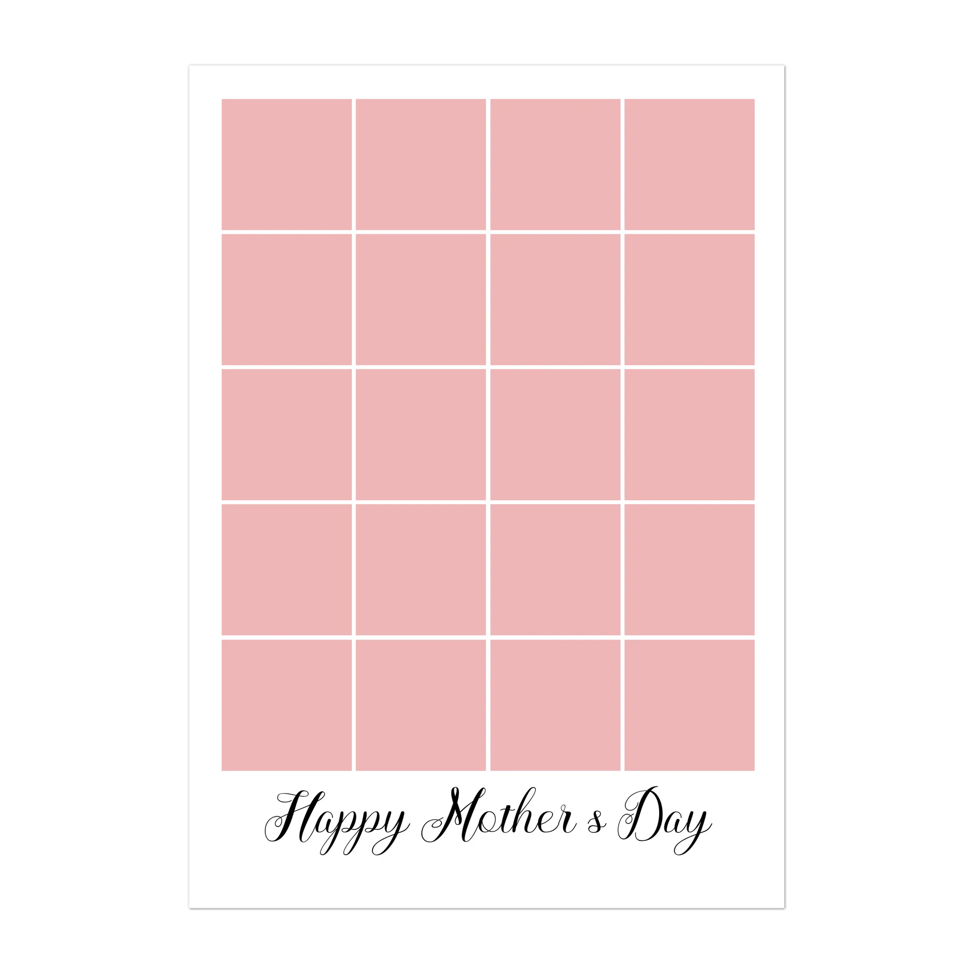 Personalised Happy Mother's Day poster featuring a 20-photo collage. Customisable with uploaded photos.