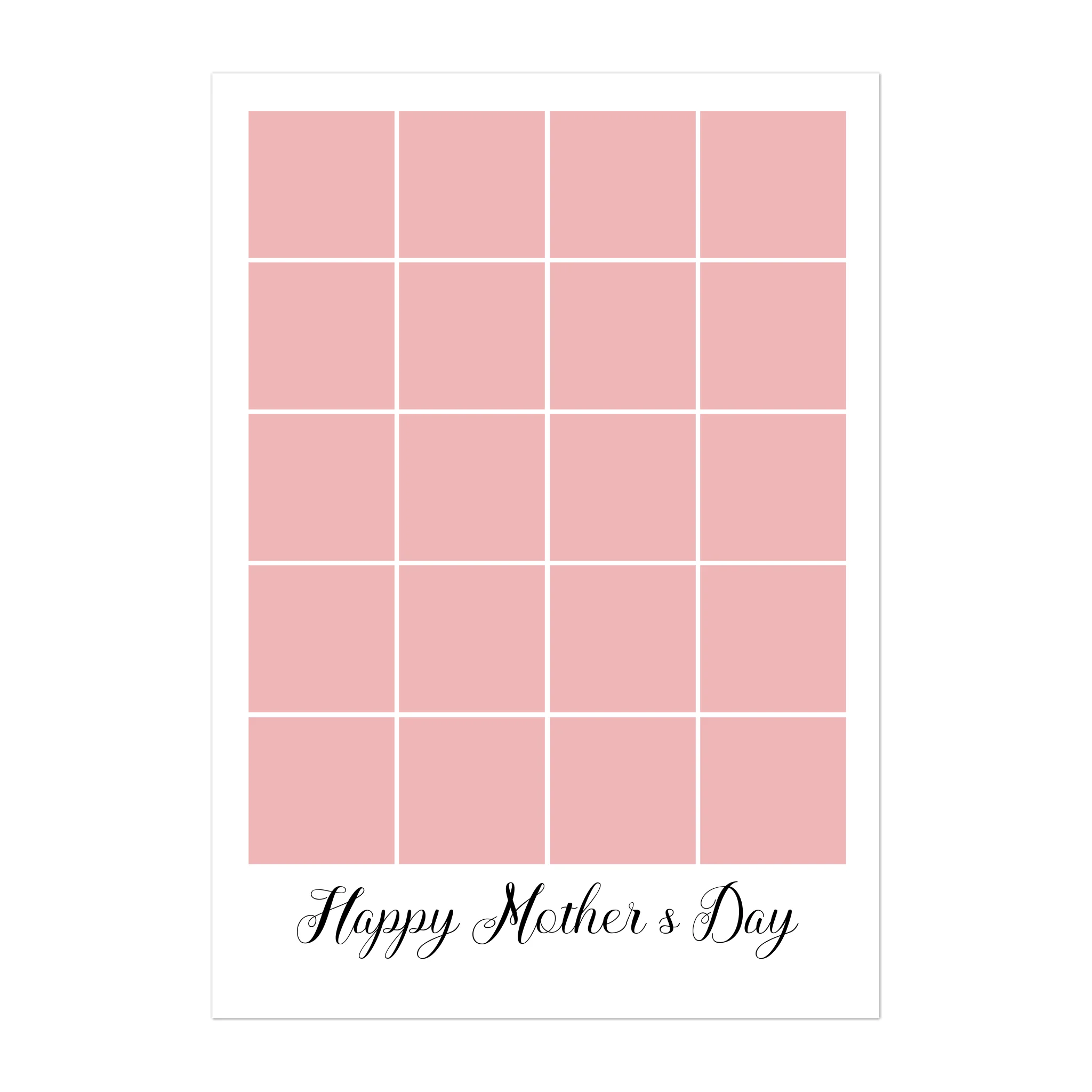 Personalised Happy Mother's Day poster featuring a 20-photo collage. Customisable with uploaded photos.