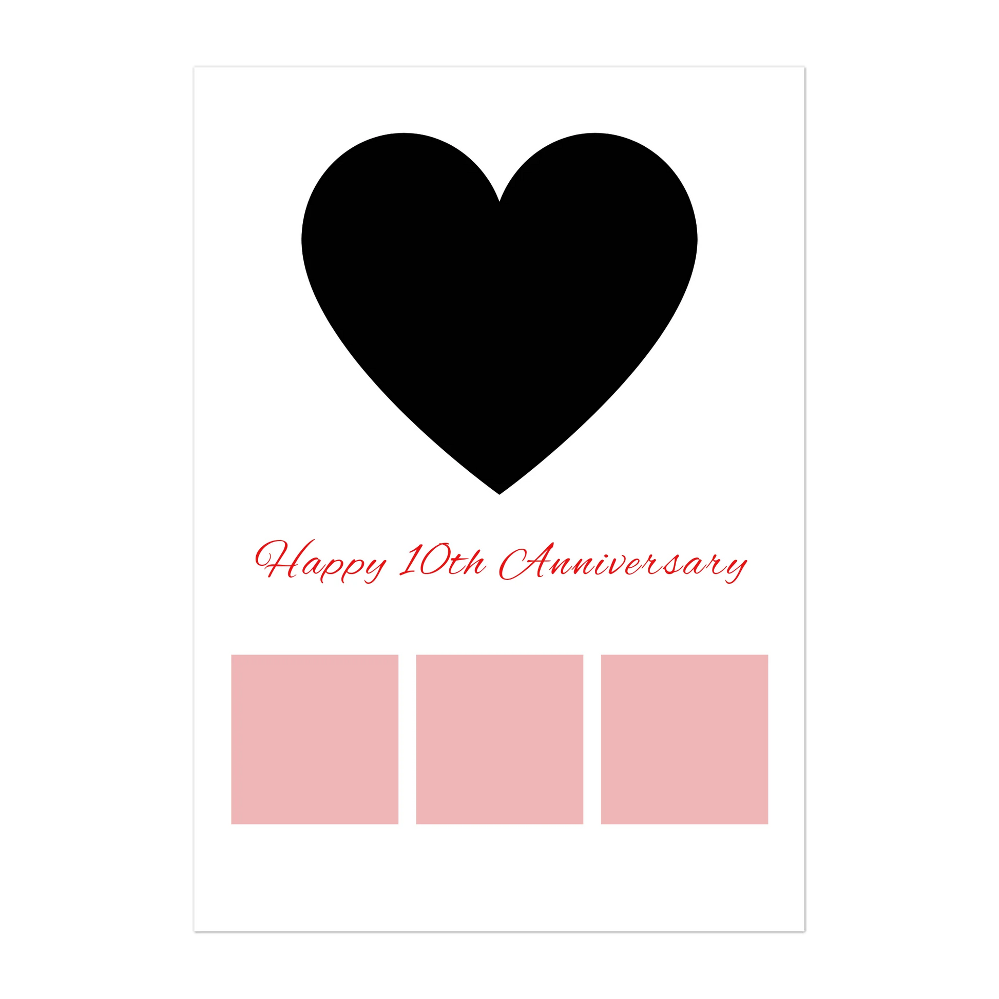 Happy Anniversary digital download featuring a heart-shaped main photo, three smaller photos, and a personalised anniversary number (e.g., 25th). Digital download file.