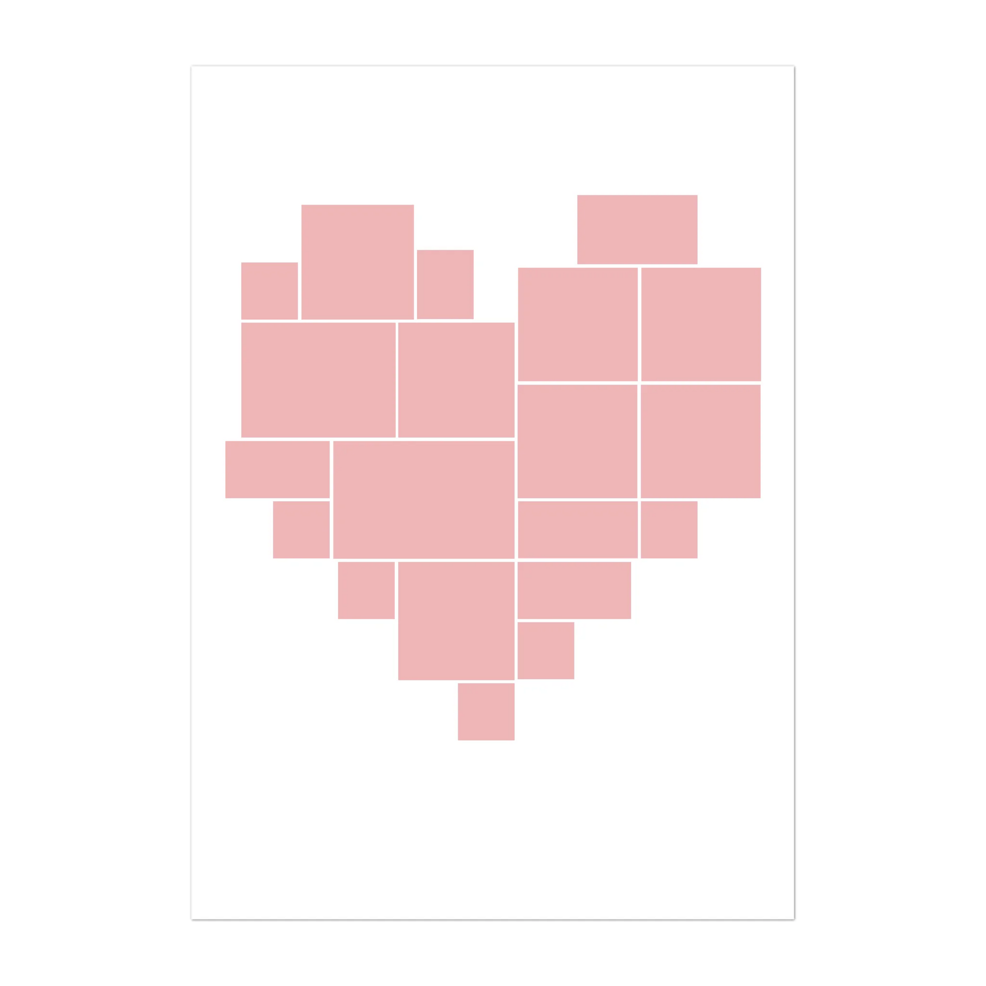 Heart-shaped photo collage framed print with 20 photo uploads. Instant download file. 