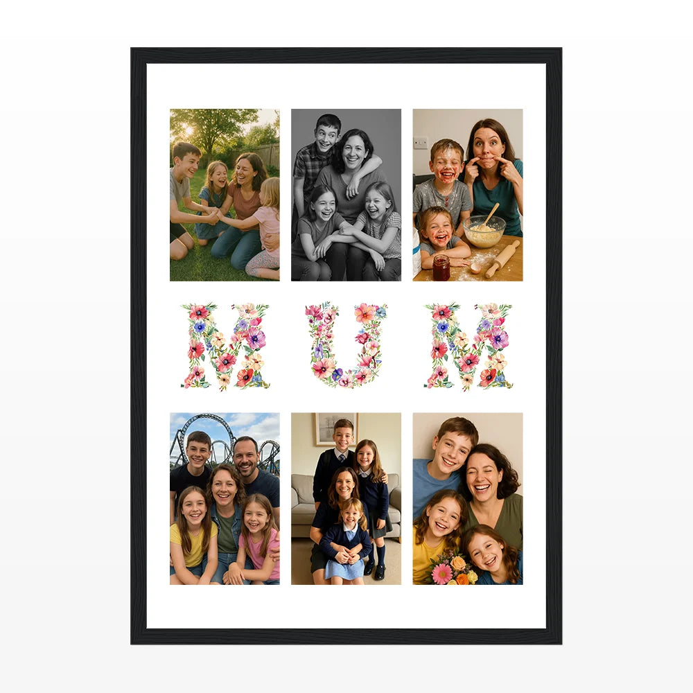 Floral Mum, Mam 6 Photo Collage Print