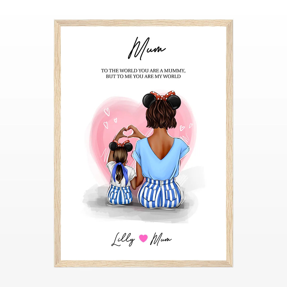 Personalised Mother and Daughter Poster with Custom Clipart