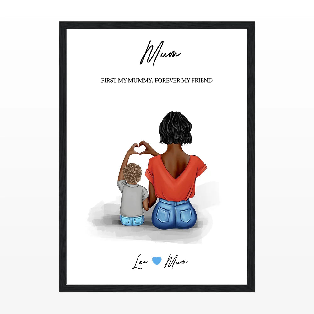 Personalised Mother & Son Poster with Custom Clipart