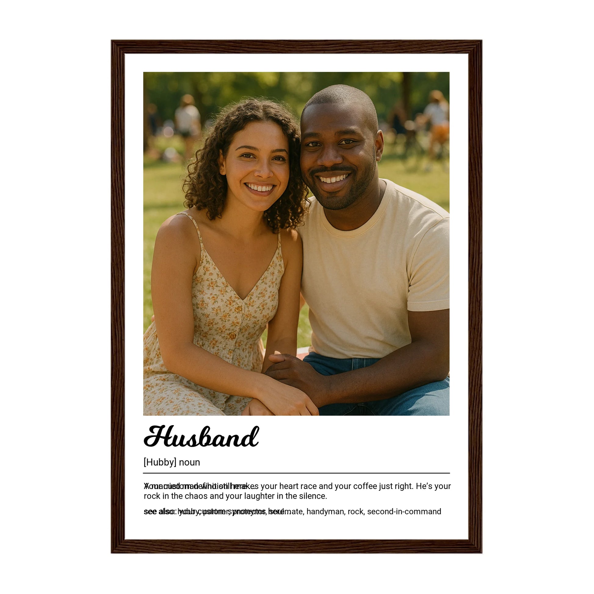Dark Brown Wooden Frame Print in Portrait
