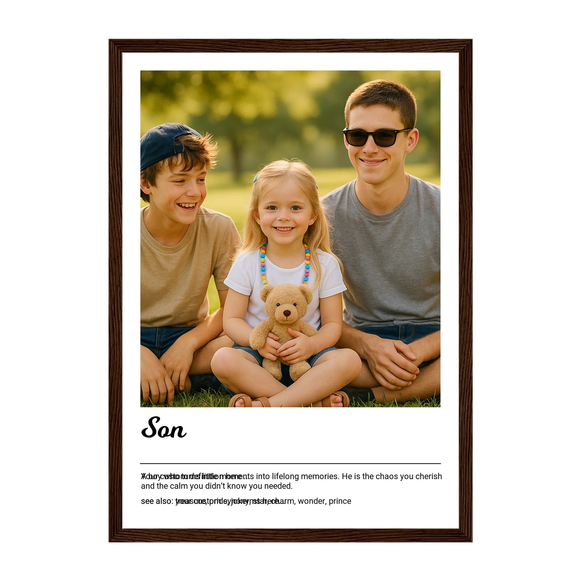 Dark Brown Wooden Frame Print in Portrait
