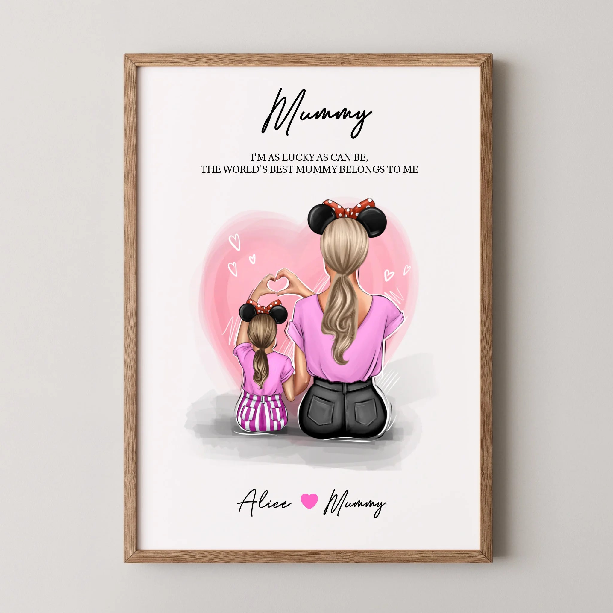 Personalised Mother and Daughter Poster with Custom Clipart
