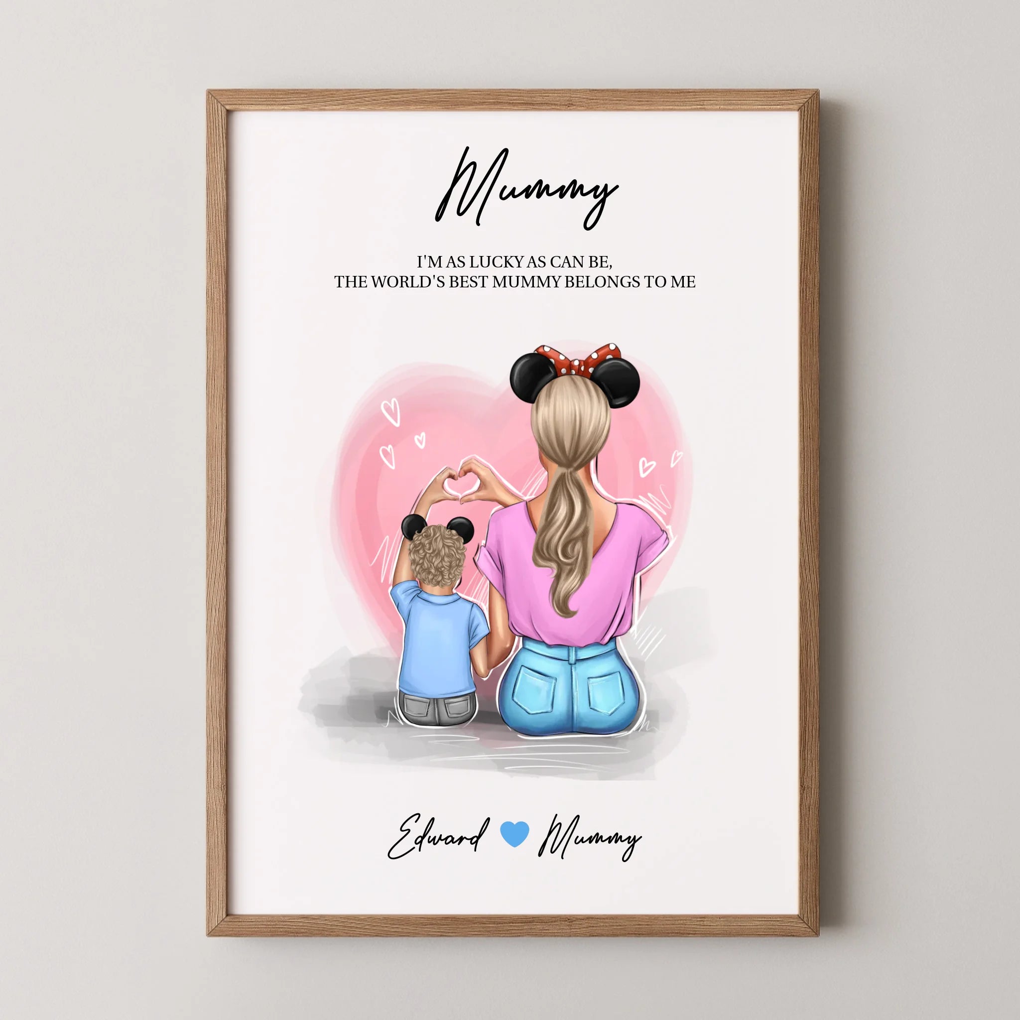 Personalised Mother & Son Poster with Custom Clipart