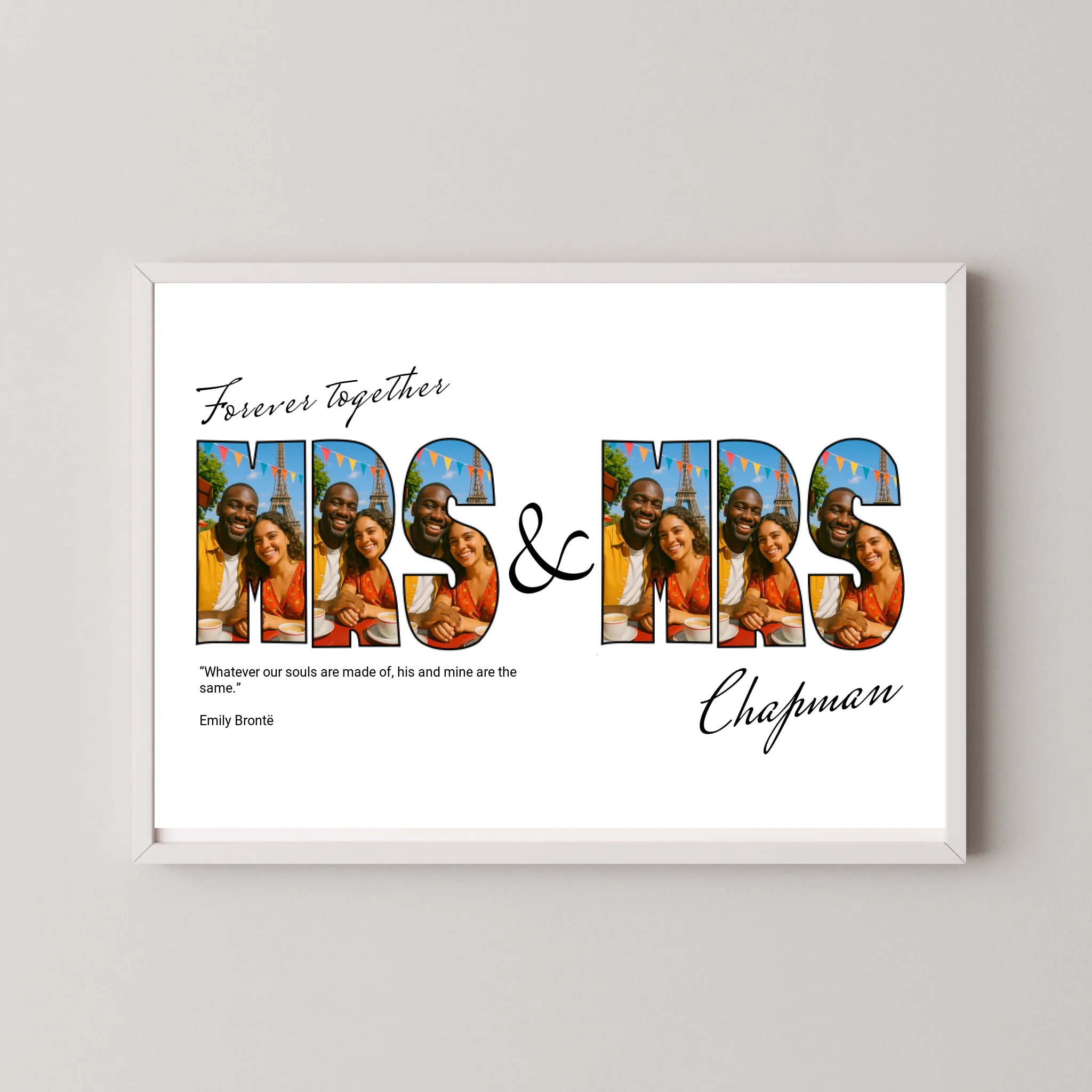 Mrs & Mrs Print with Quotes - Letter Photo Collage