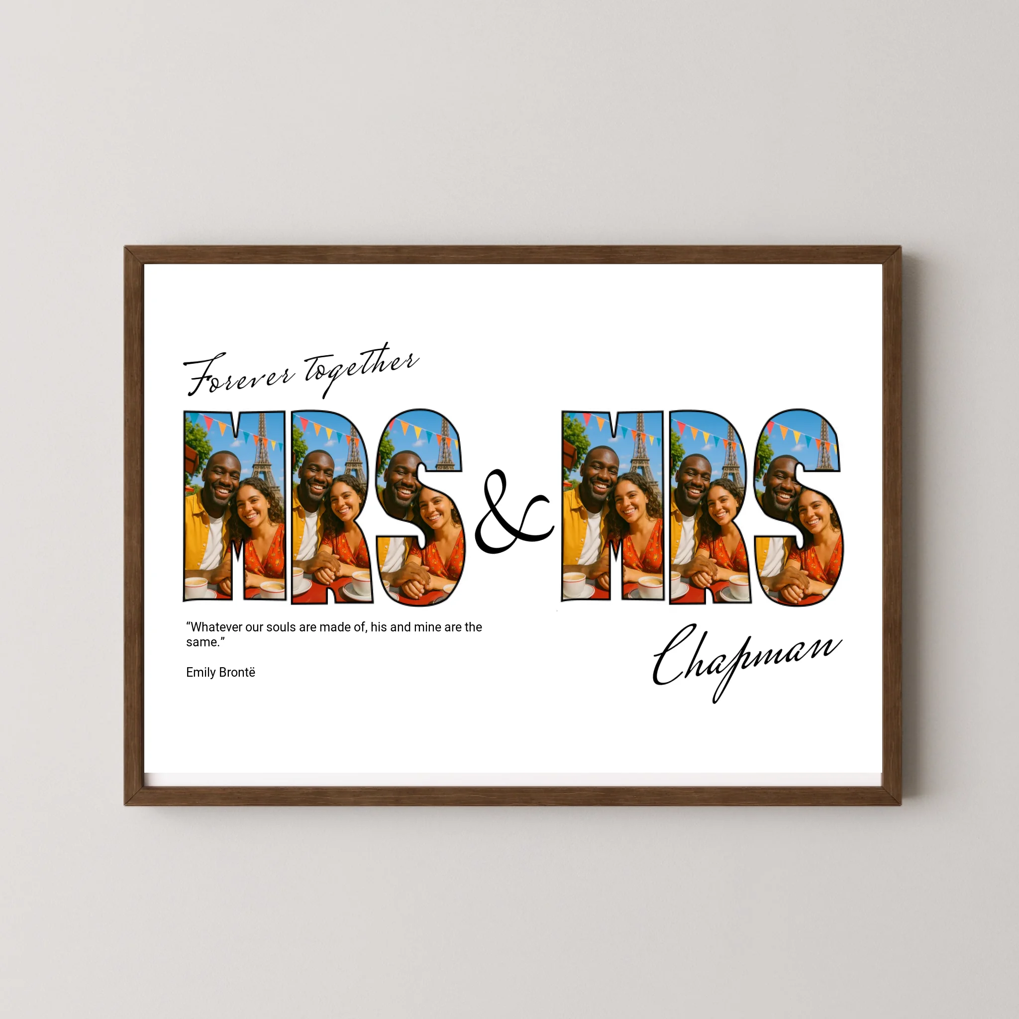 Mrs & Mrs Print with Quotes - Letter Photo Collage