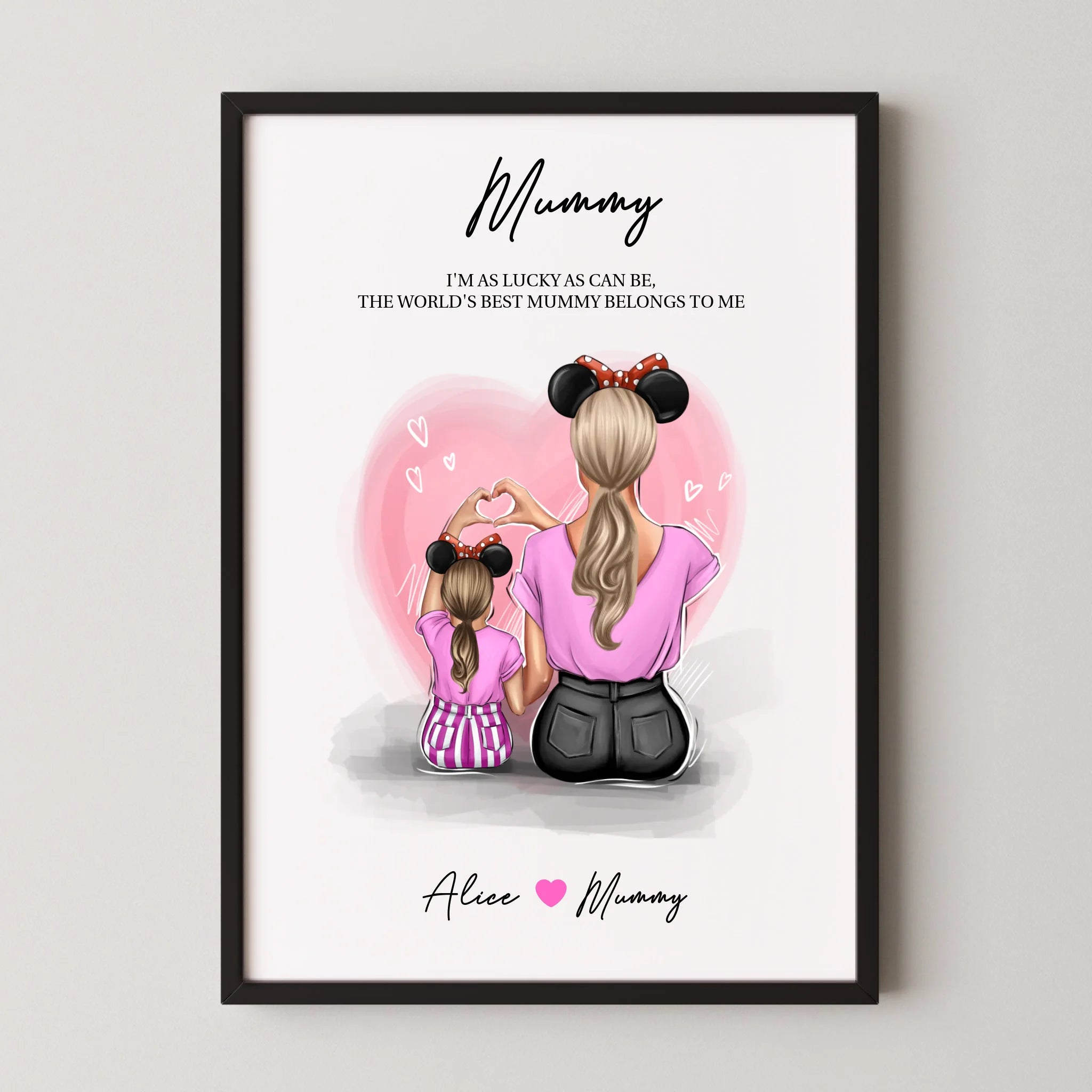 Personalised Mother and Daughter Poster with Custom Clipart