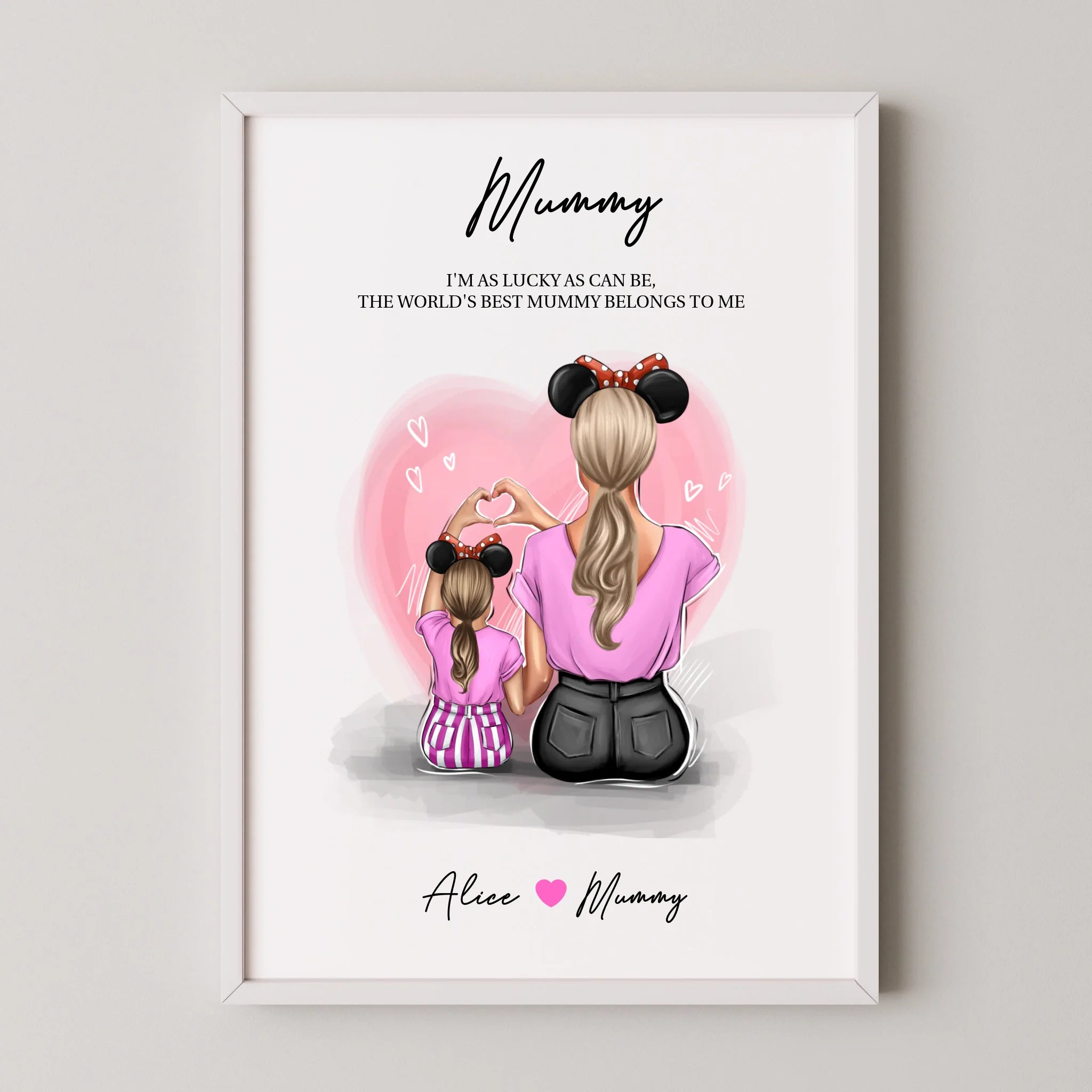 Personalised Mother and Daughter Poster with Custom Clipart