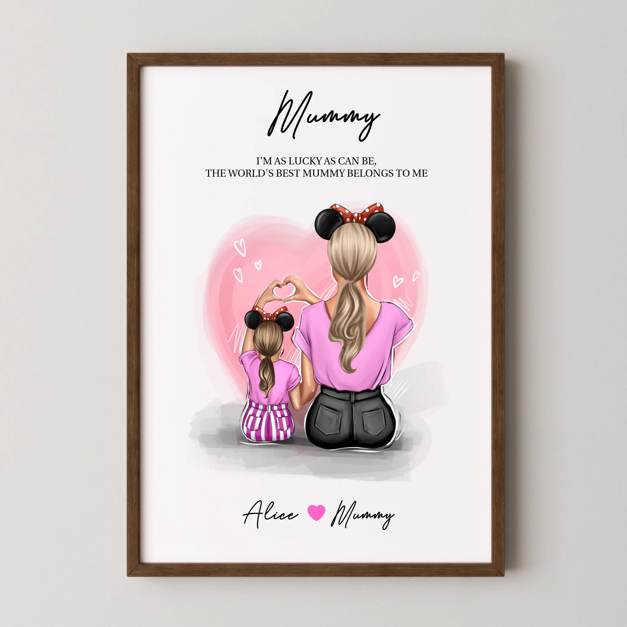 Personalised Mother and Daughter Poster with Custom Clipart
