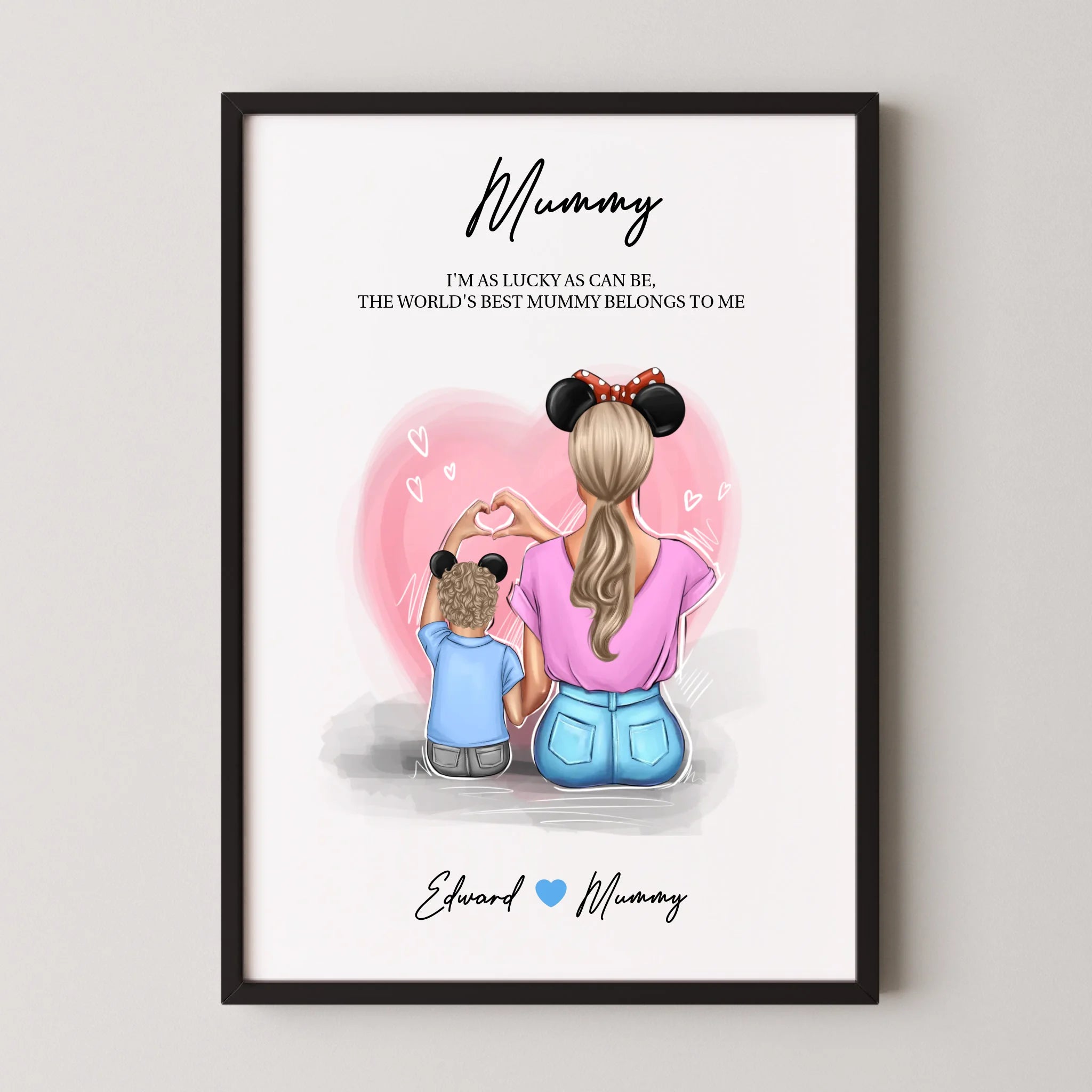 Personalised Mother & Son Poster with Custom Clipart