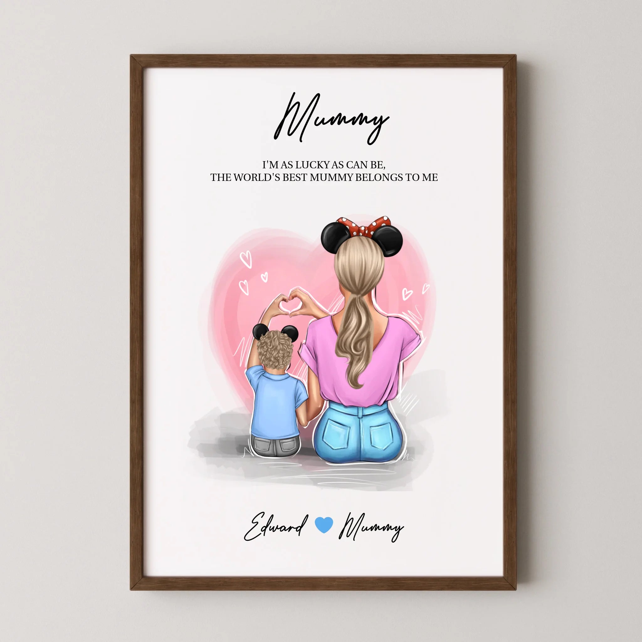 Personalised Mother & Son Poster with Custom Clipart