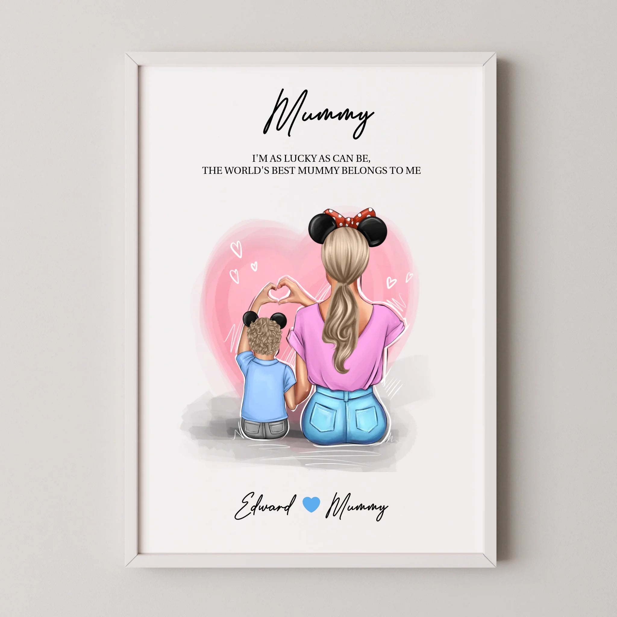 Personalised Mother & Son Poster with Custom Clipart