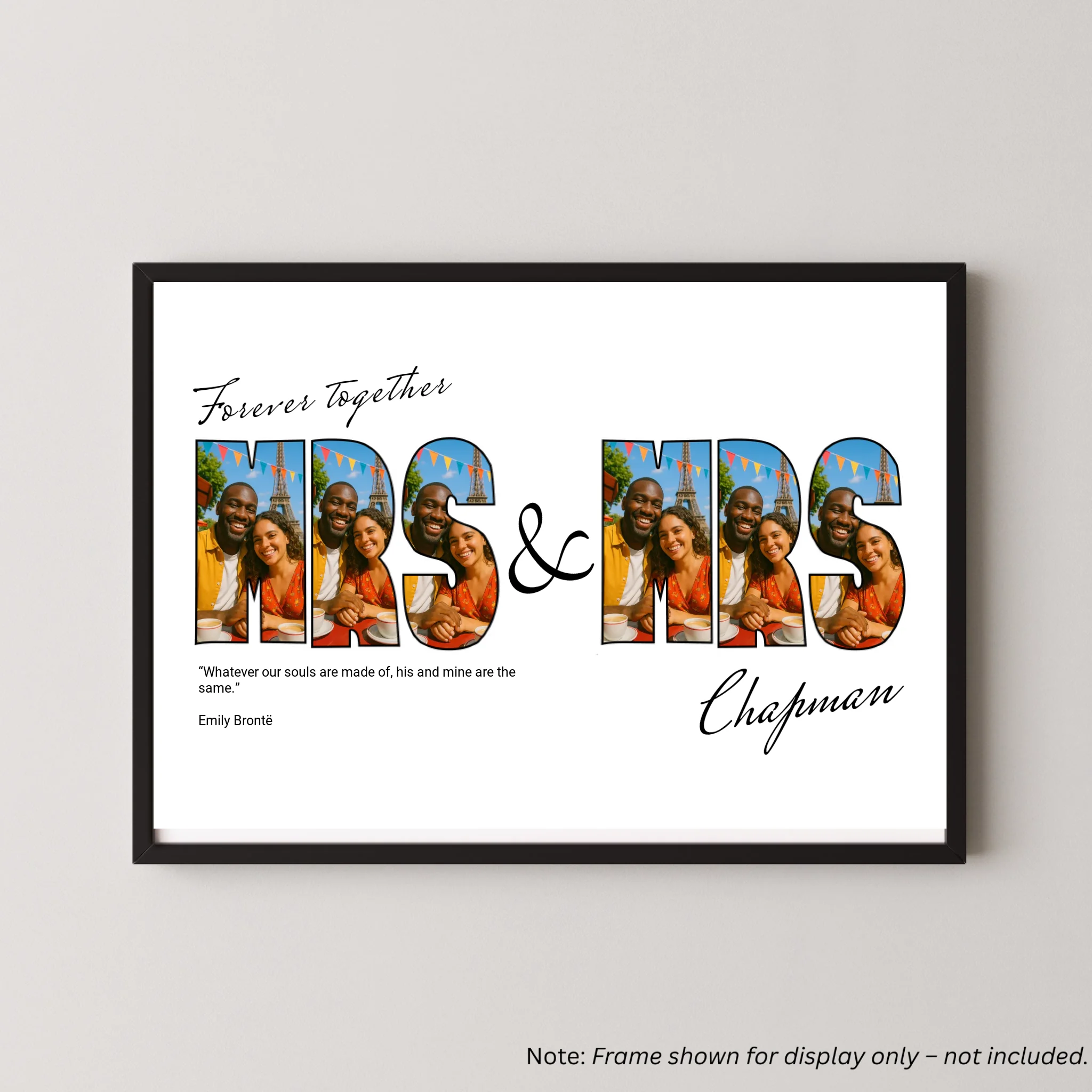 Mrs & Mrs Print with Quotes - Letter Photo Collage