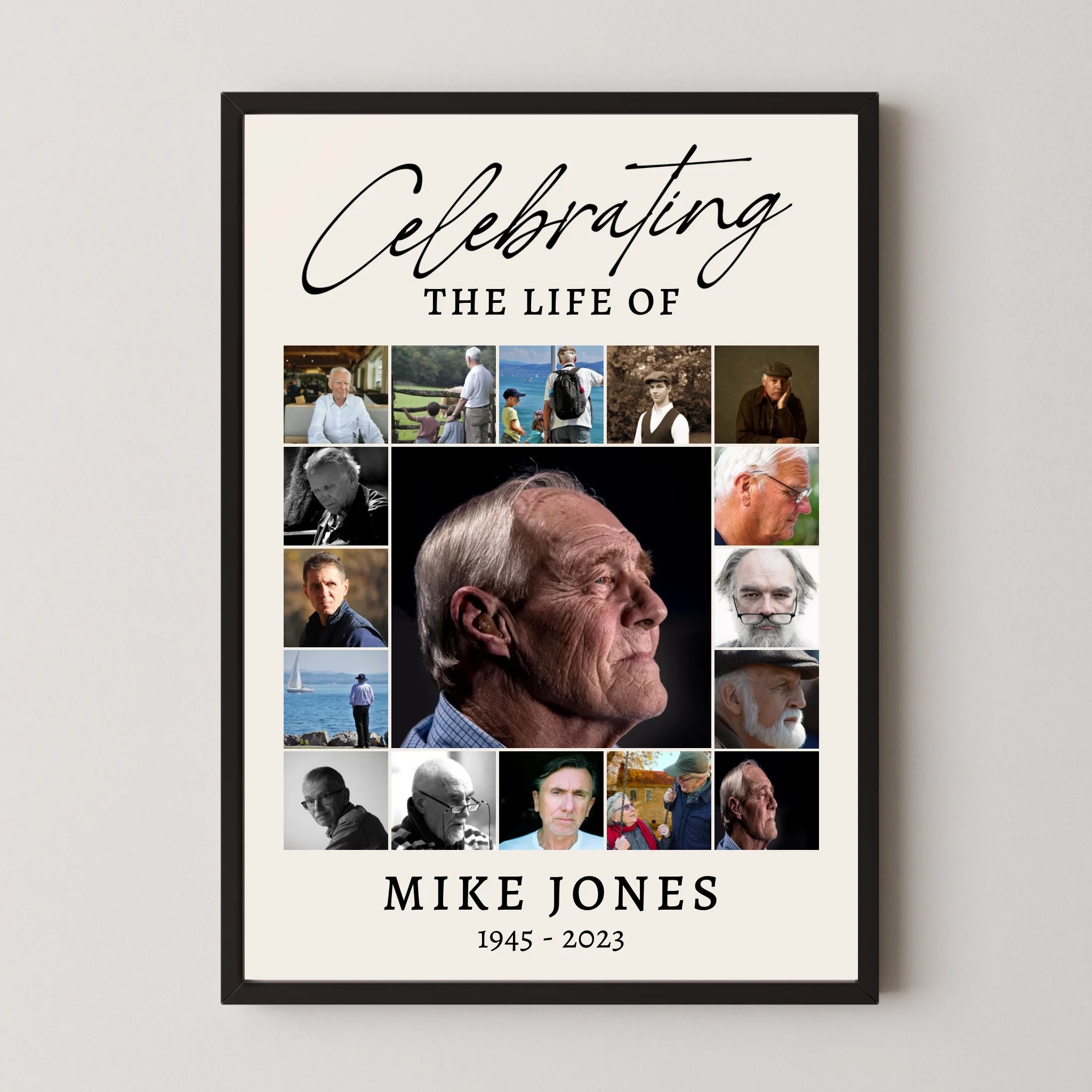 Funeral Photo Collage Print: Celebration of Life, Memorial Sign, In Loving Memory