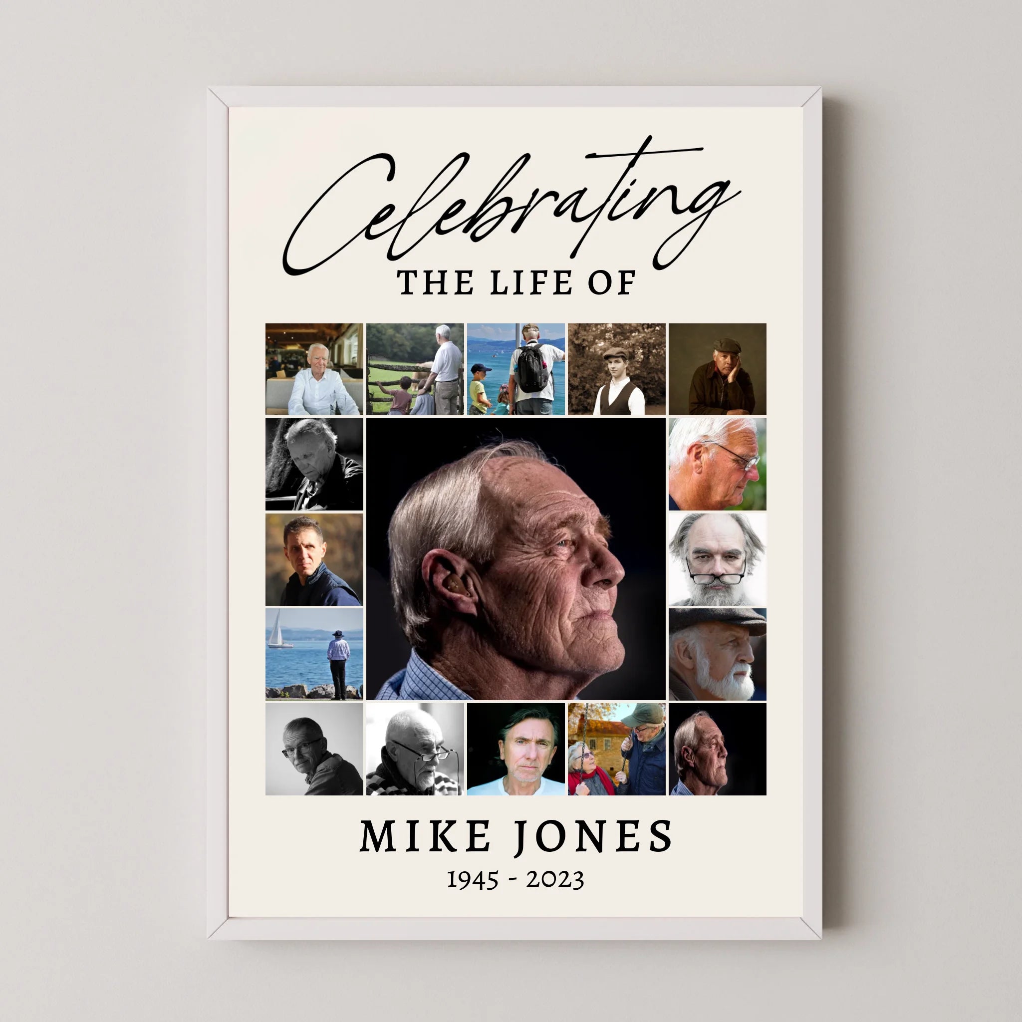 Funeral Photo Collage Print: Celebration of Life, Memorial Sign, In Loving Memory