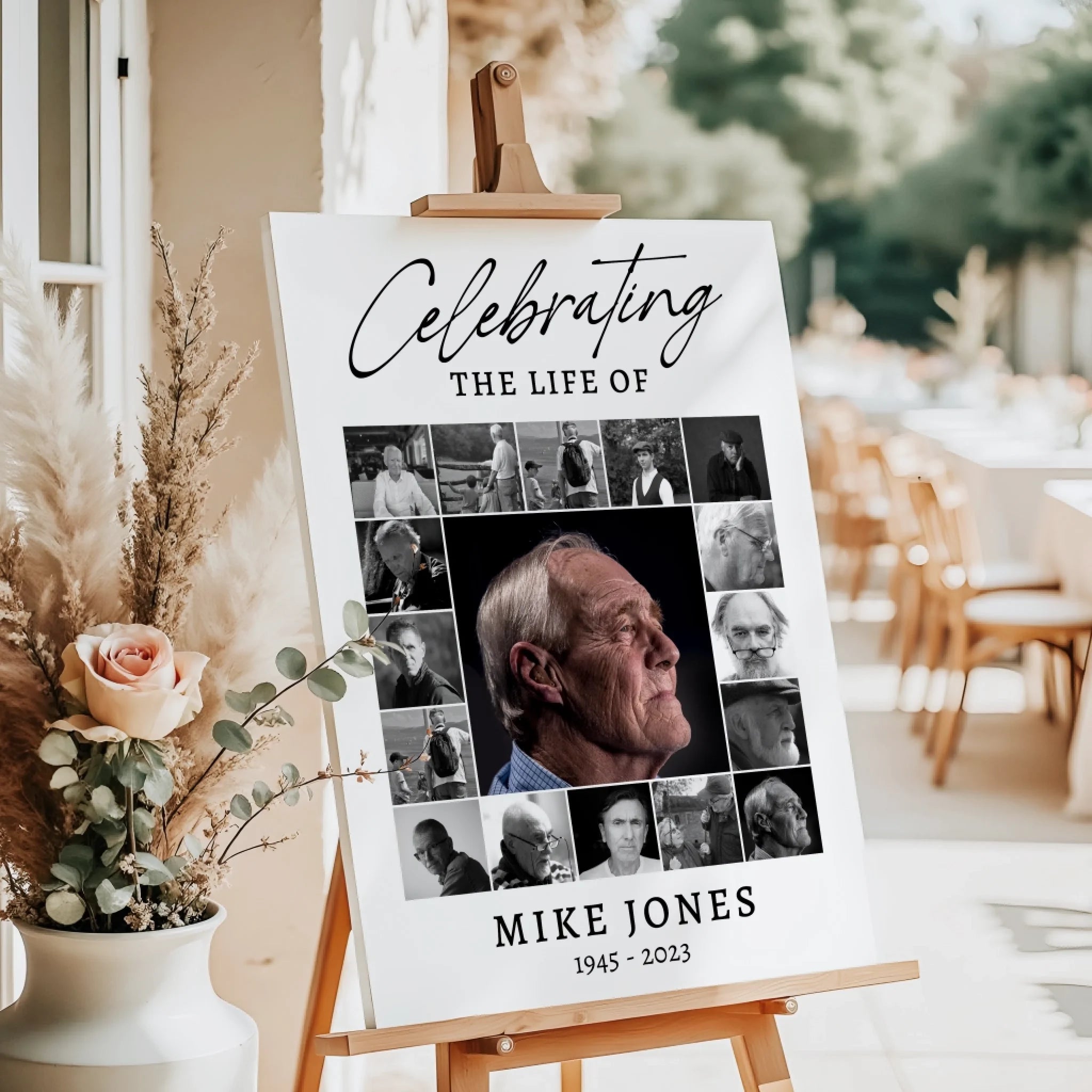 Funeral Photo Collage • Custom Memorial Sign • Celebration of Life • In Loving Memory