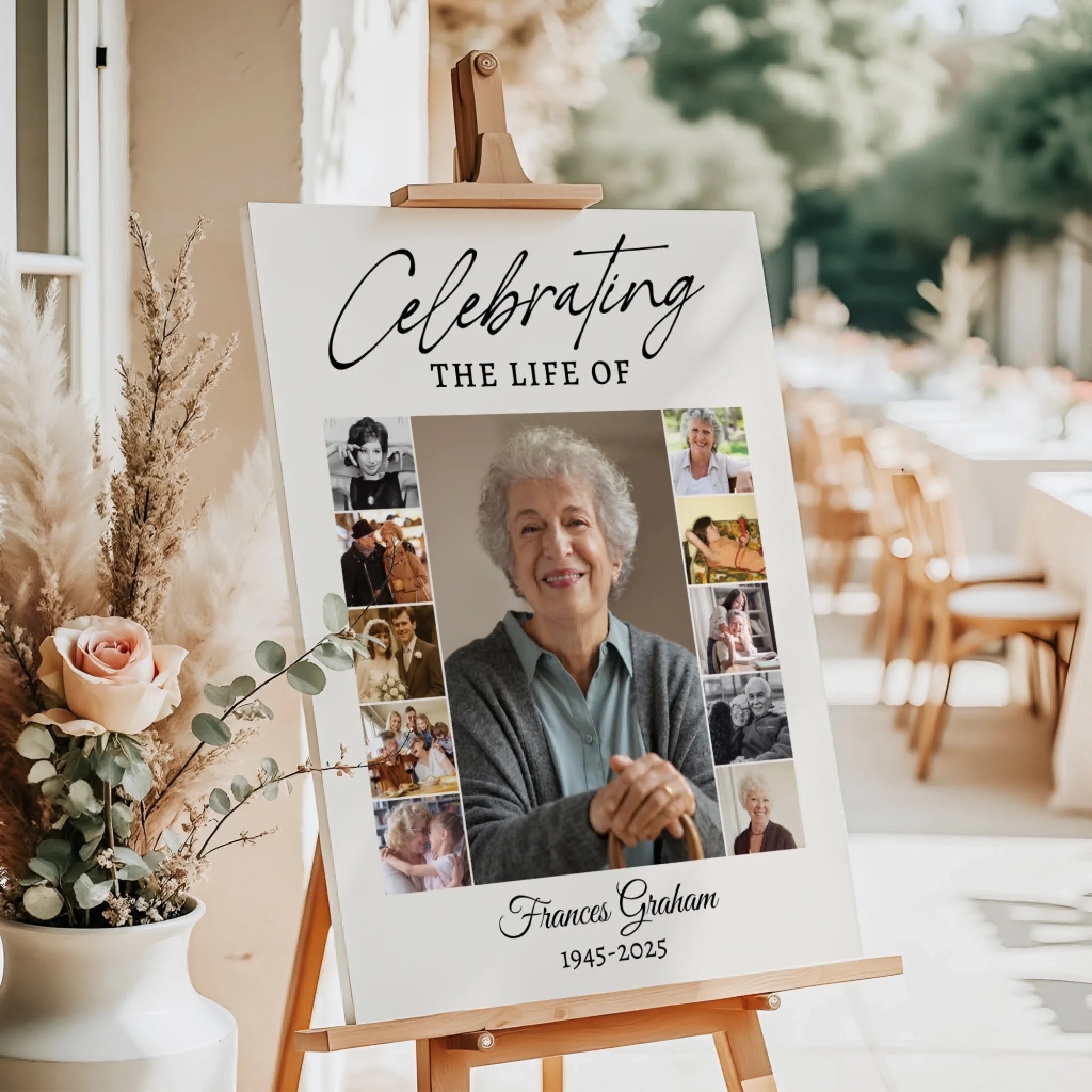 Funeral Photo Collage • Custom Memorial Sign • Celebration of Life • In Loving Memory  • 11 Photos