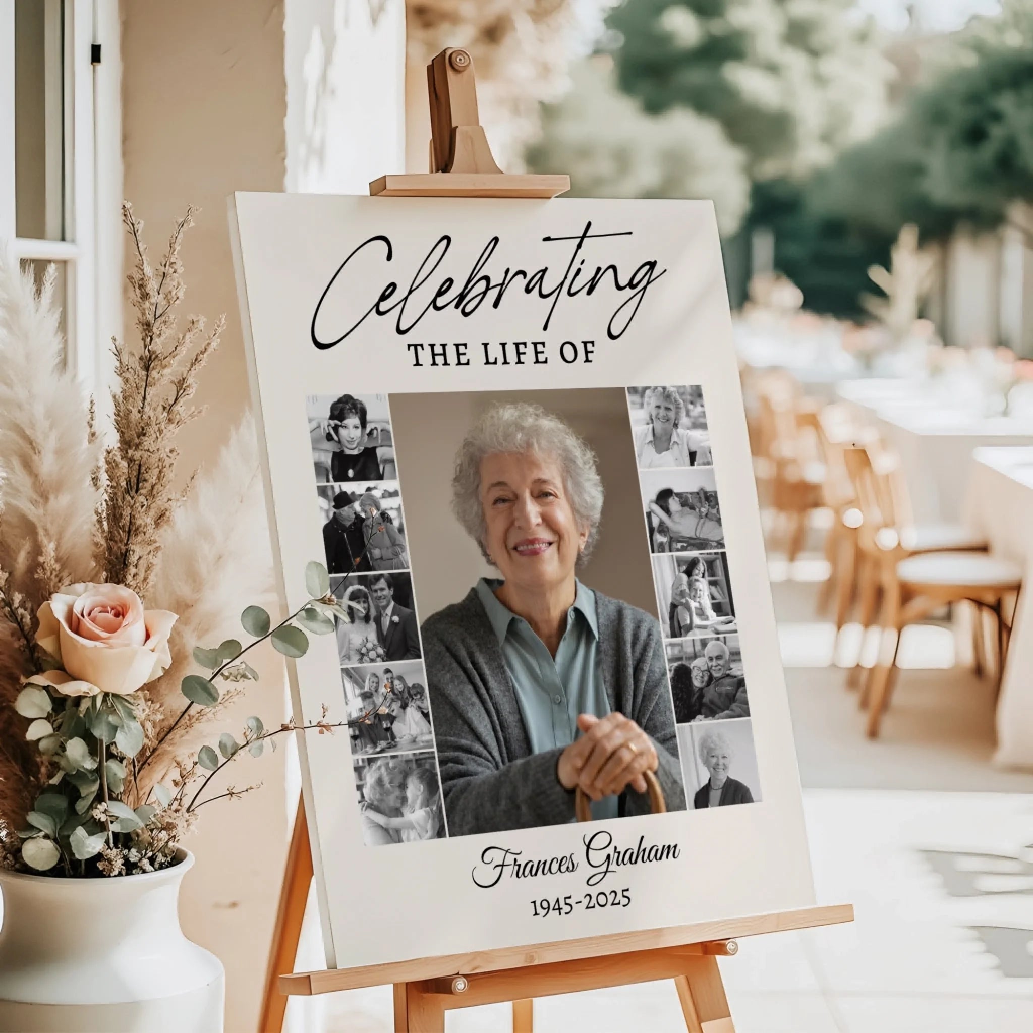 Funeral Photo Collage • Custom Memorial Sign • Celebration of Life • In Loving Memory  • 11 Photos