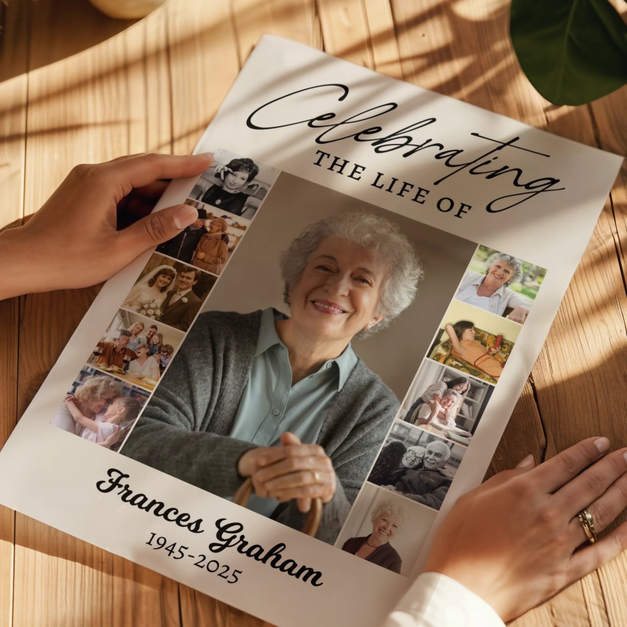 Funeral Photo Collage • Custom Memorial Sign • Celebration of Life • In Loving Memory  • 11 Photos