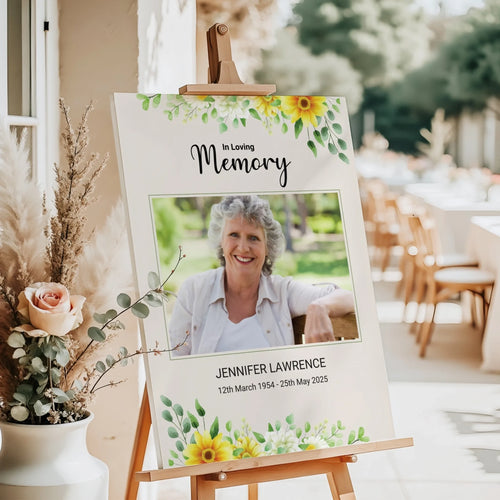 Custom Funeral Photo Print • Floral Memorial Sign • Celebration of Life • In Loving Memory Poster