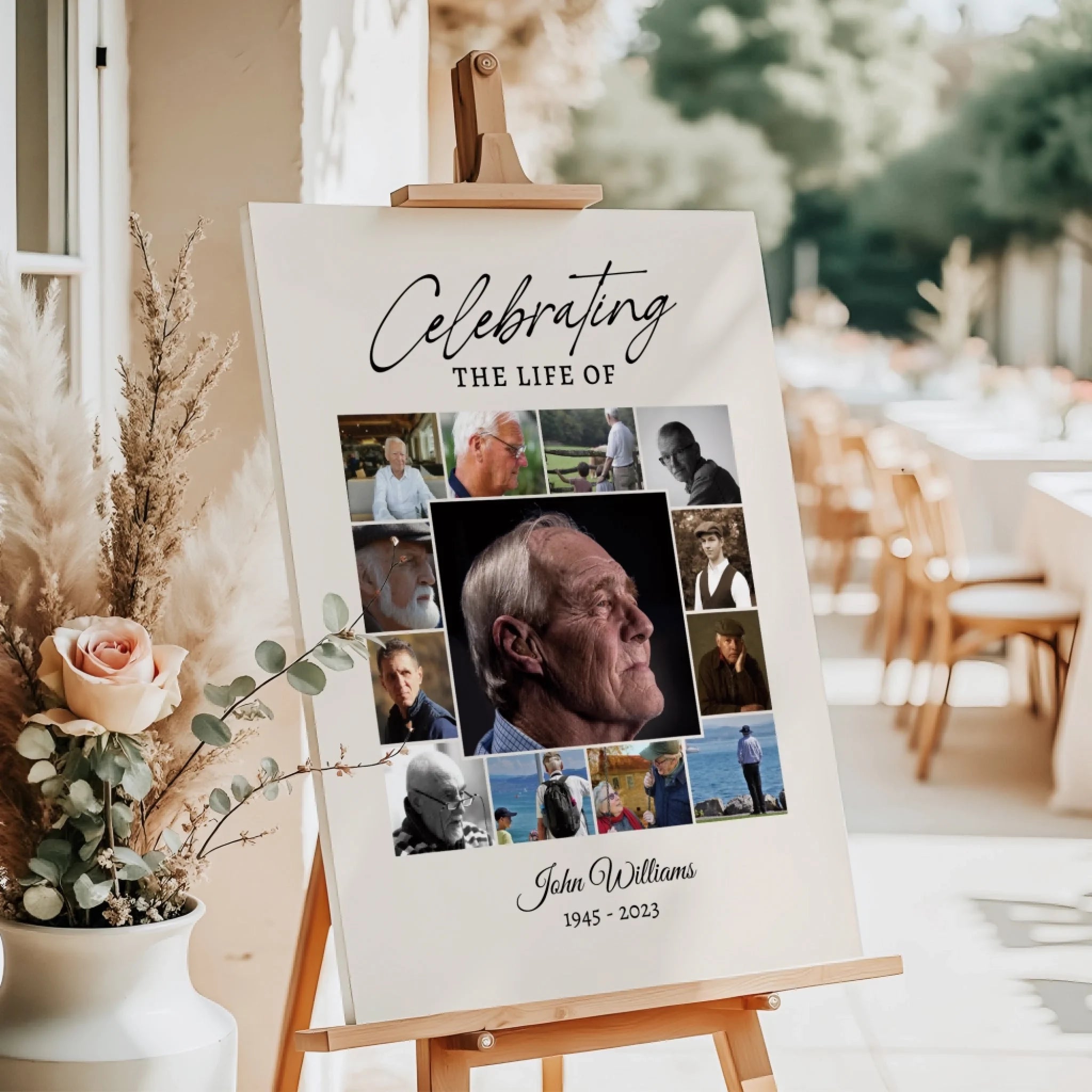 Funeral Photo Collage • Custom Memorial Sign • Celebration of Life • In Loving Memory • 13 Photos