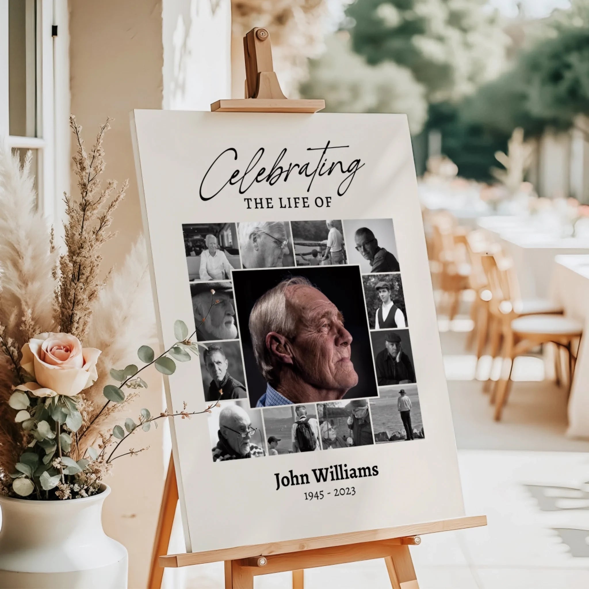 Funeral Photo Collage • Custom Memorial Sign • Celebration of Life • In Loving Memory • 13 Photos