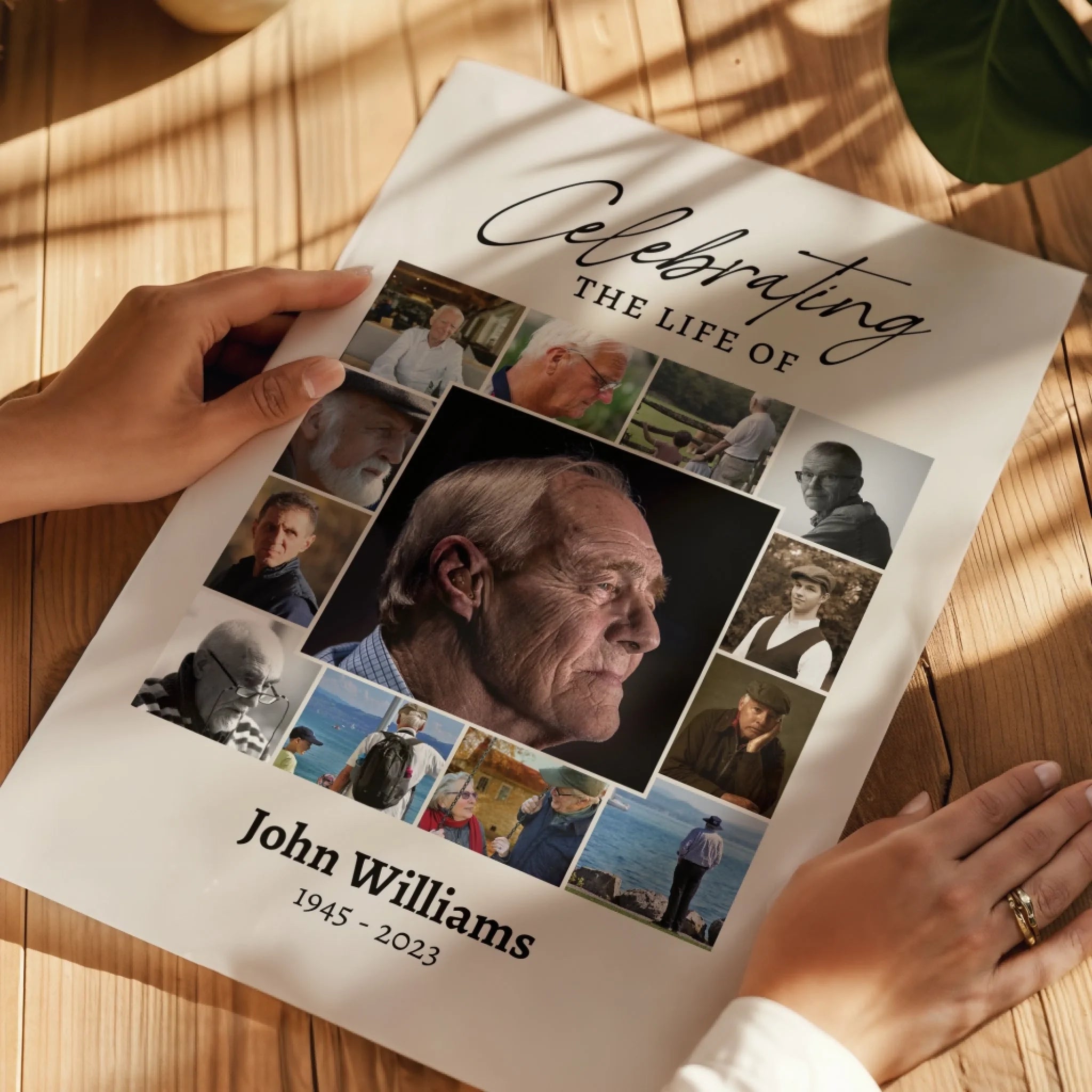 Funeral Photo Collage • Custom Memorial Sign • Celebration of Life • In Loving Memory • 13 Photos