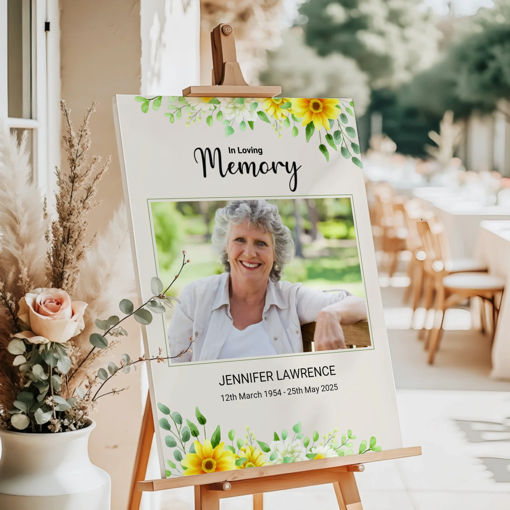 Custom Funeral Photo Print • Floral Memorial Sign • Celebration of Life • In Loving Memory Poster