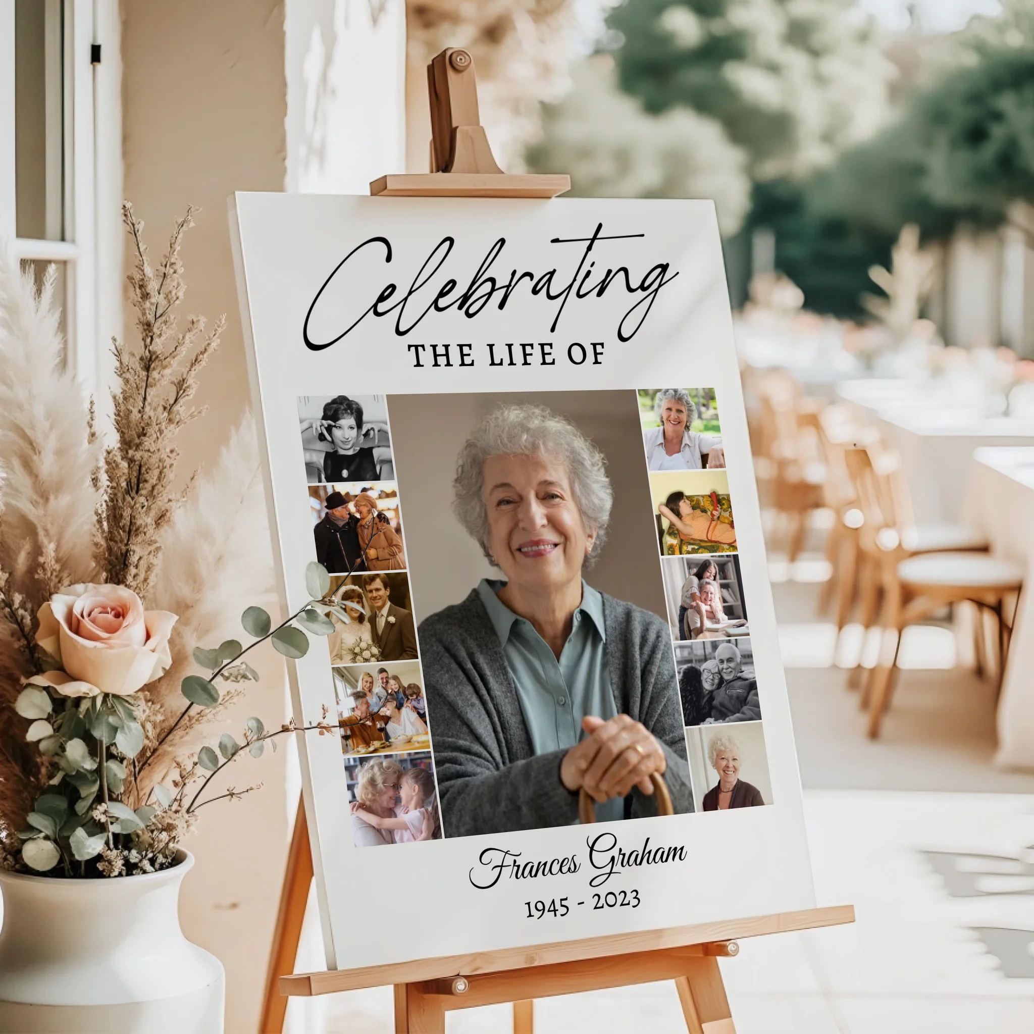 Funeral Photo Collage • Custom Memorial Sign • Celebration of Life • In Loving Memory  • 11 Photos