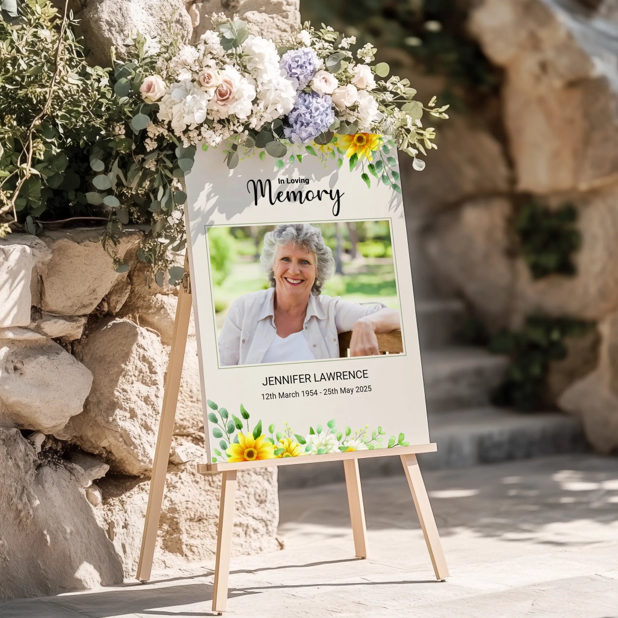 Custom Funeral Photo Print • Floral Memorial Sign • Celebration of Life • In Loving Memory Poster