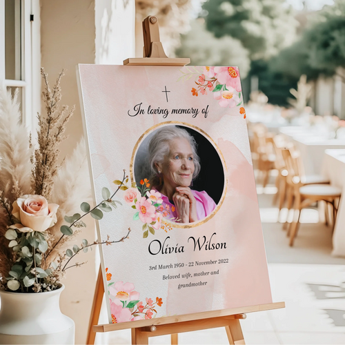 Custom Funeral Welcome Sign • Floral Memorial Poster • Celebration of Life • In Loving Memory Print