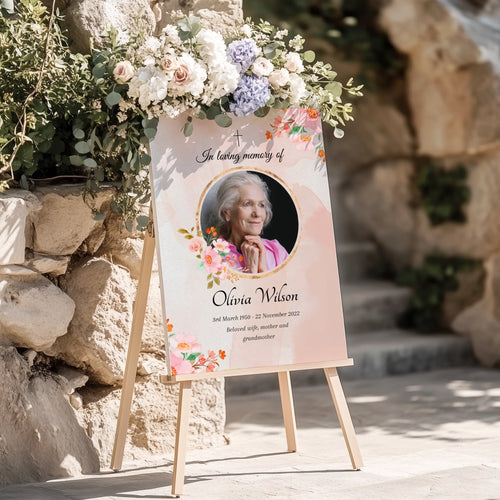 Custom Funeral Welcome Sign • Floral Memorial Poster • Celebration of Life • In Loving Memory Print