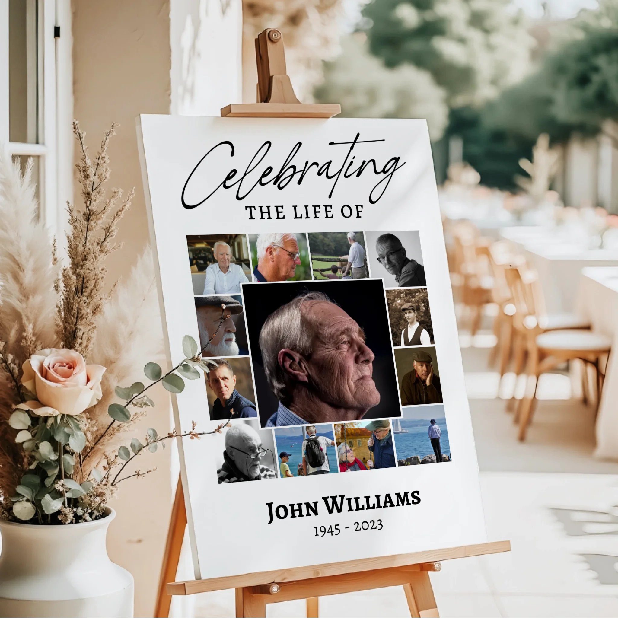 Funeral Photo Collage • Custom Memorial Sign • Celebration of Life • In Loving Memory • 13 Photos