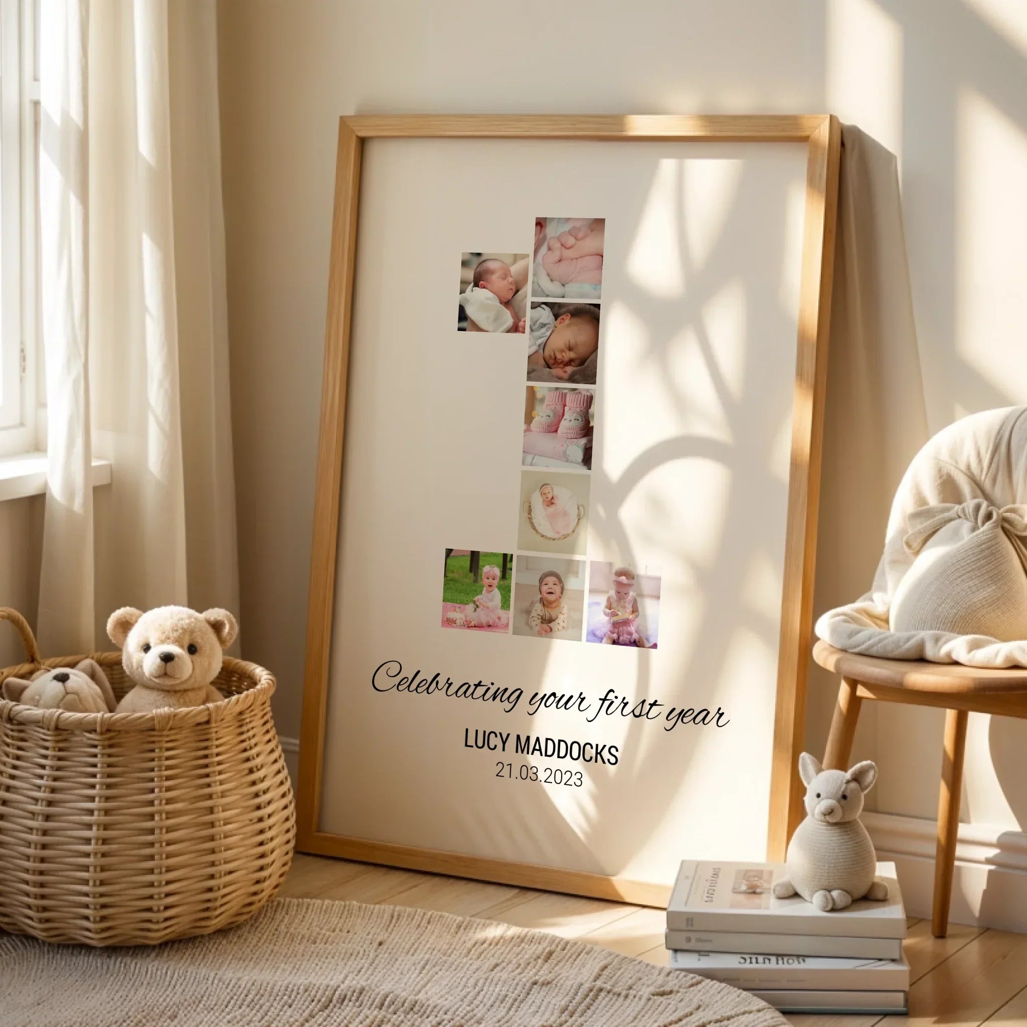Personalised 1st Birthday Photo Collage • Baby’s First Year Number One Print