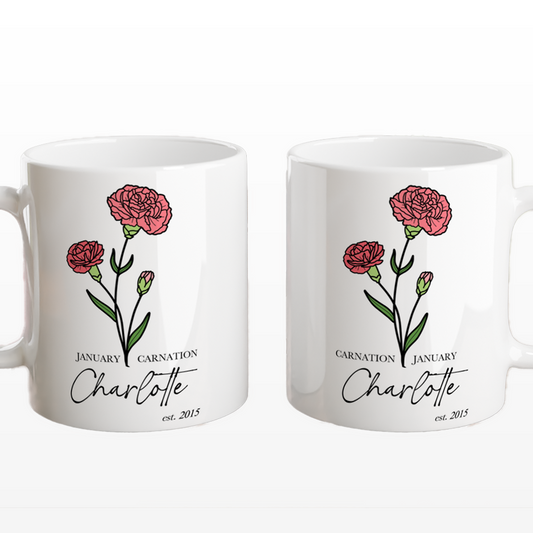 Personalised Birth Flower Mug with Name - alternate view