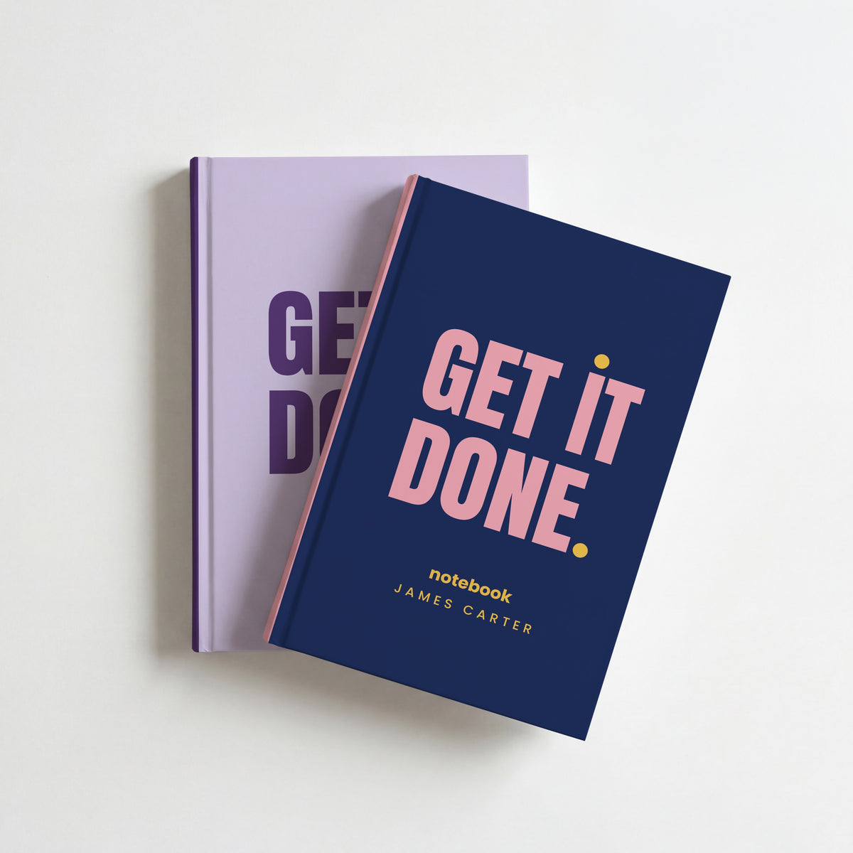 Two personalised 'GET IT DONE.' notebooks in contrasting colourways