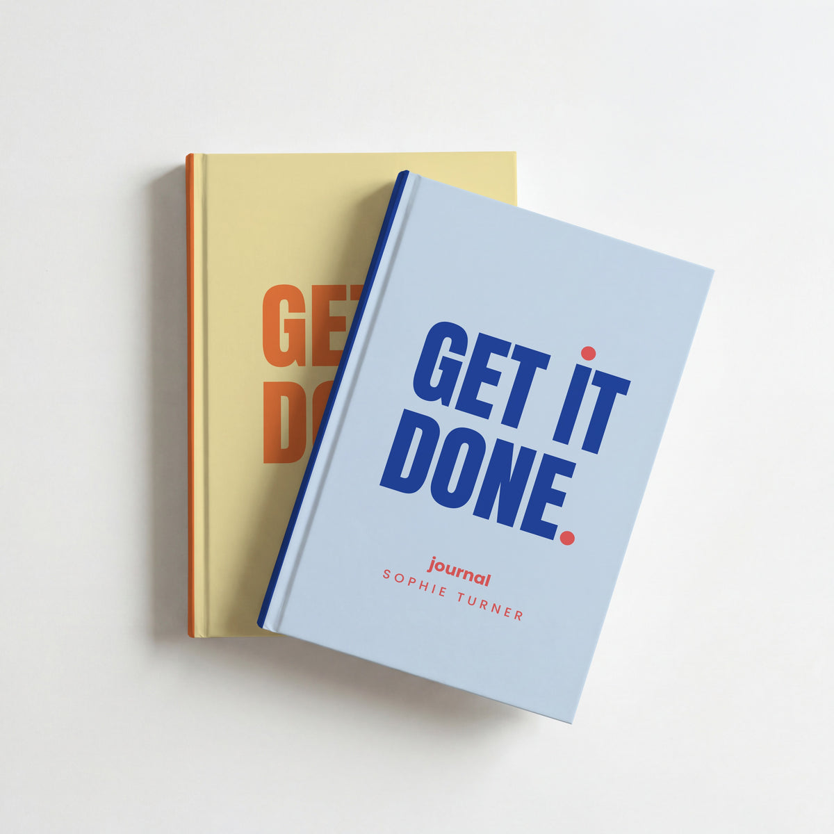 Two personalised 'GET IT DONE.' notebooks in contrasting colourways
